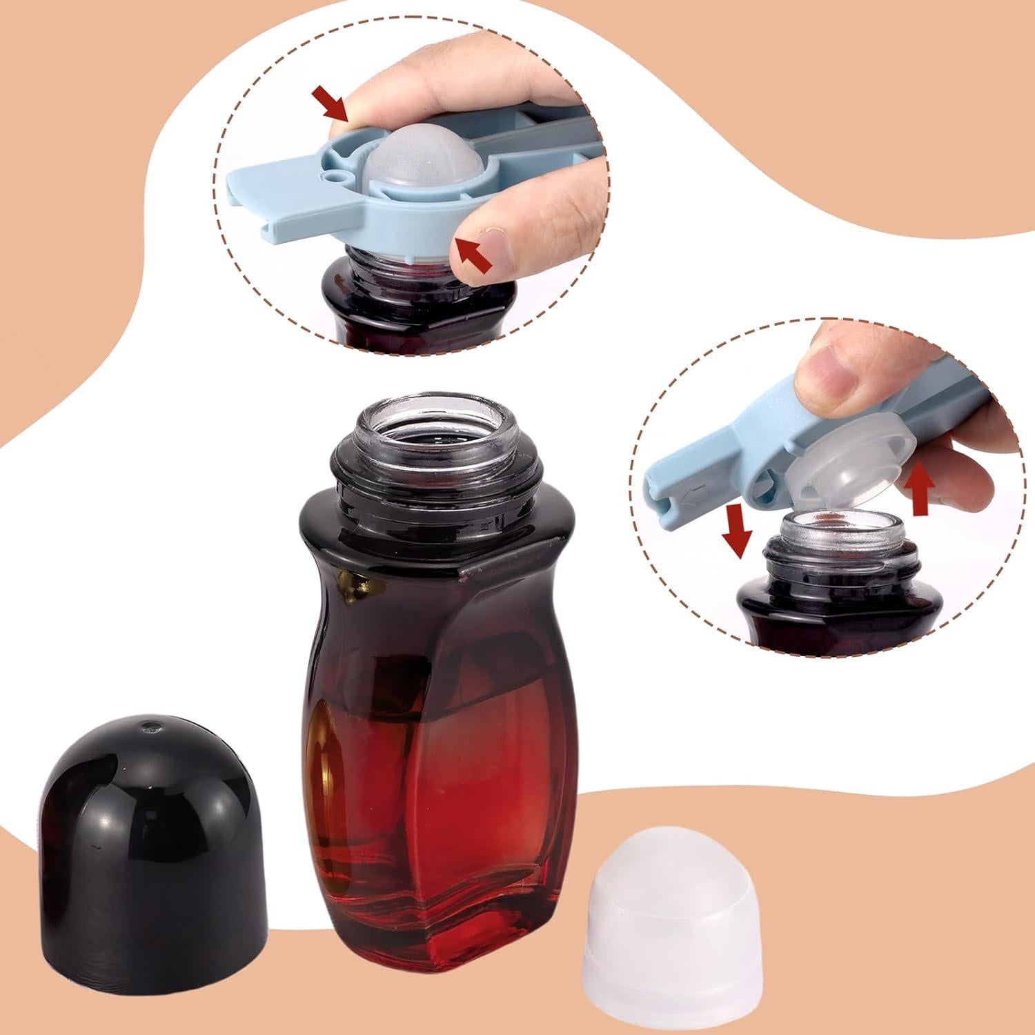 Set de 4 Botellas de Rodillo 50ml Ellbest Vidrio Rojo Gradiente