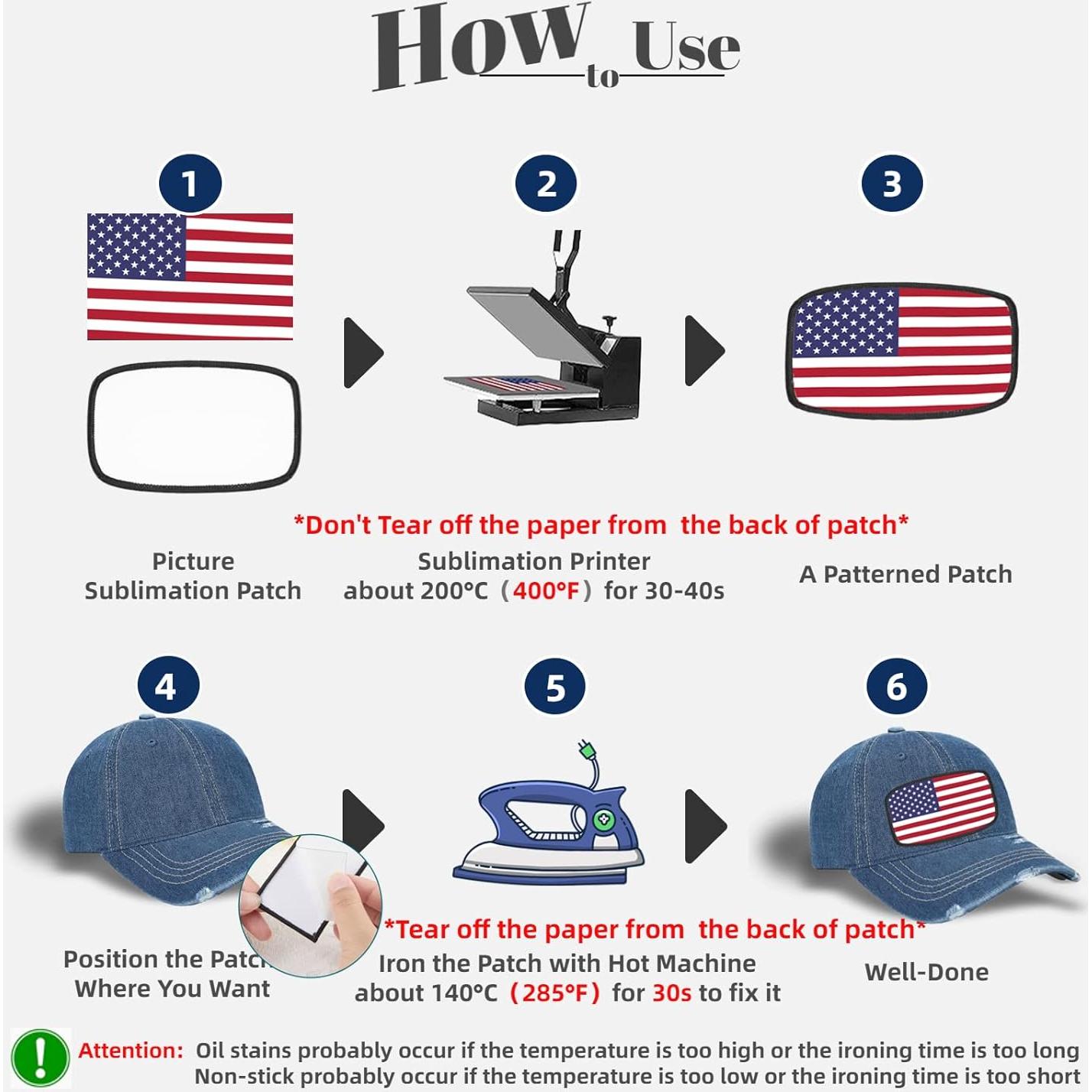 60 Parches de Sublimación en Blanco Gadjica - 10x6 cm y 7.62 cm