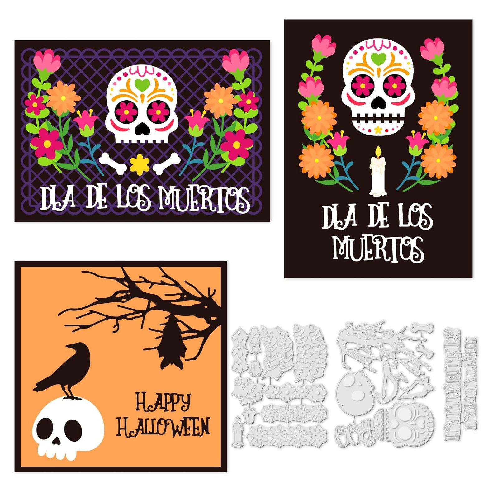 Troqueles de Metal INFUNLY Halloween 3 Pcs Calavera DIY
