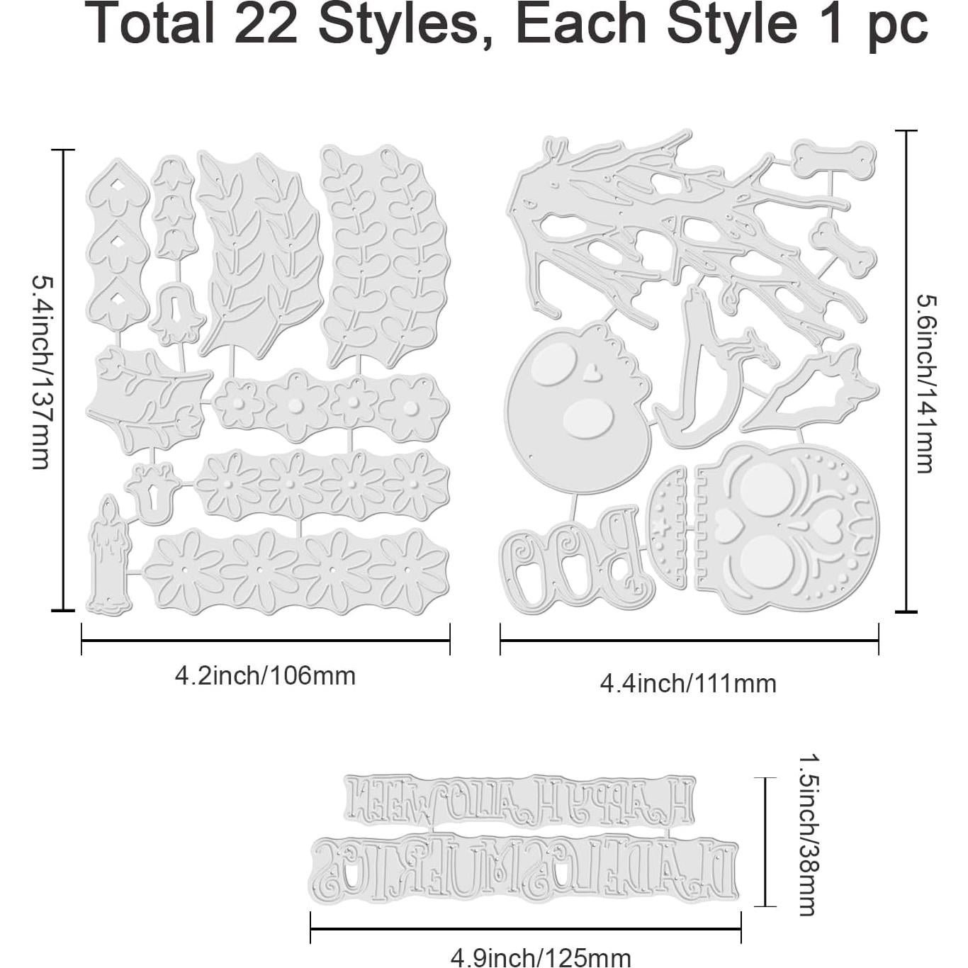 Troqueles de Metal INFUNLY Halloween 3 Pcs Calavera DIY