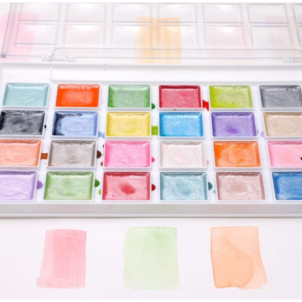 Juego de Pinturas Acuareladas Metálicas Artecho 28 Colores
