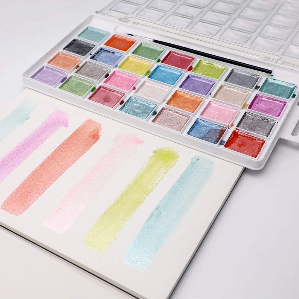 Juego de Pinturas Acuareladas Metálicas Artecho 28 Colores