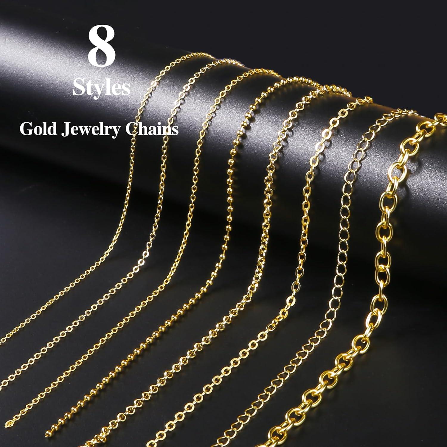 Cadenas de Collar Ecoofor Doradas 19m 8 Rollos para Joyería DIY