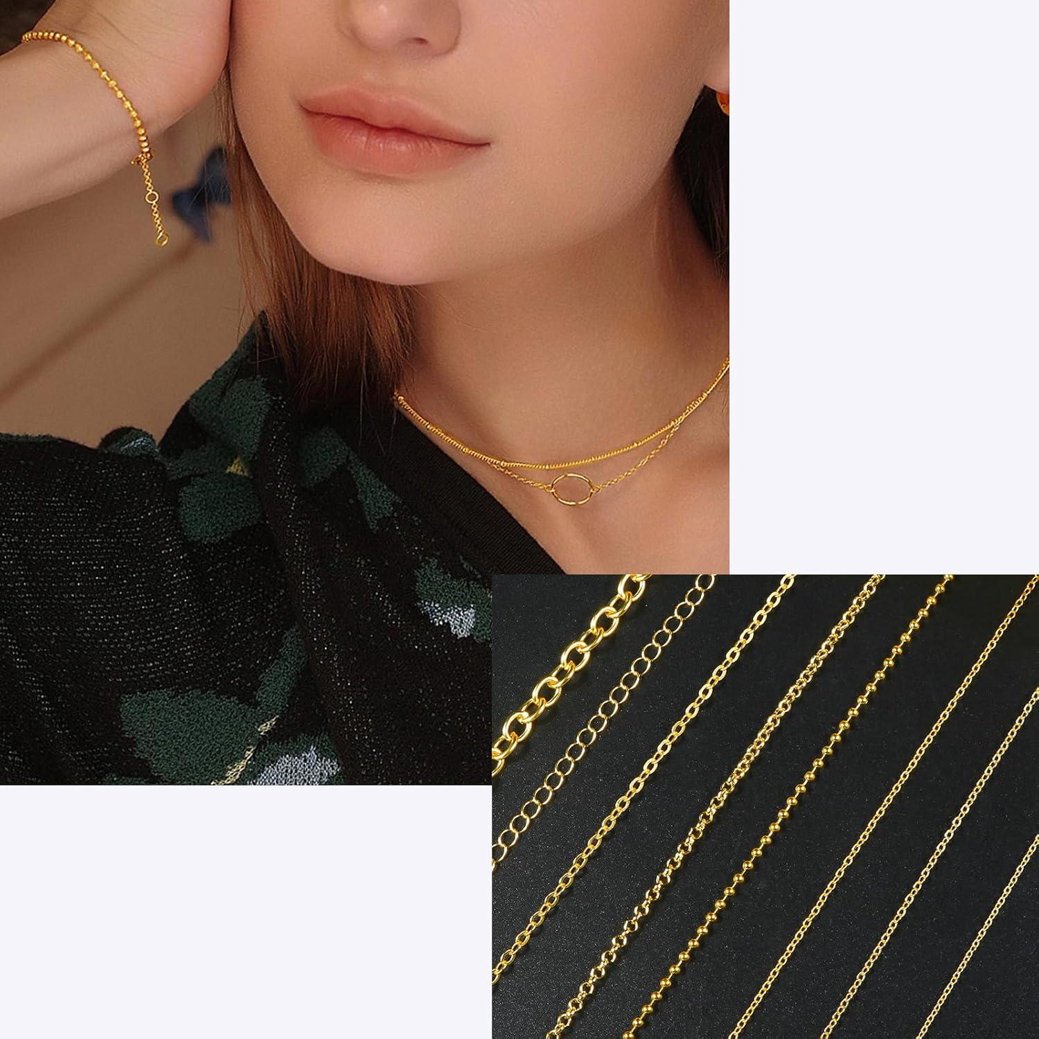 Cadenas de Collar Ecoofor Doradas 19m 8 Rollos para Joyería DIY