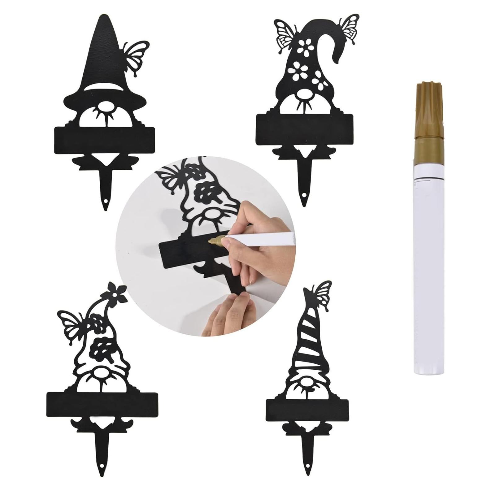 Marcadores de Jardín en Forma de Gnomo ChezMax - Paquete de 4