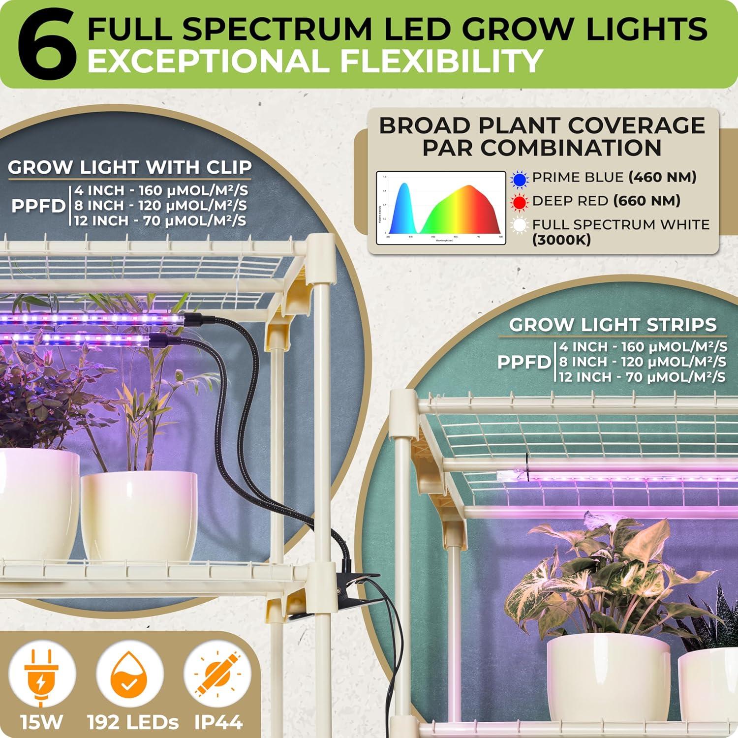 Invernadero Interior Carpathen con Luz LED 15W 4 Niveles 137.2 cm