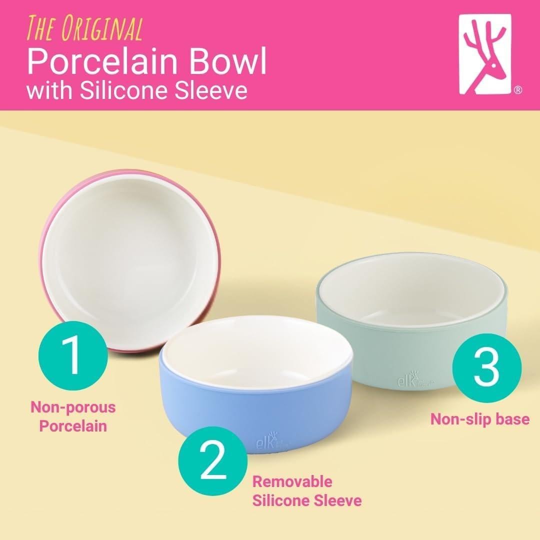Cuencos de Porcelana Elk y Amigos con Manga de Silicona 2 Pzas