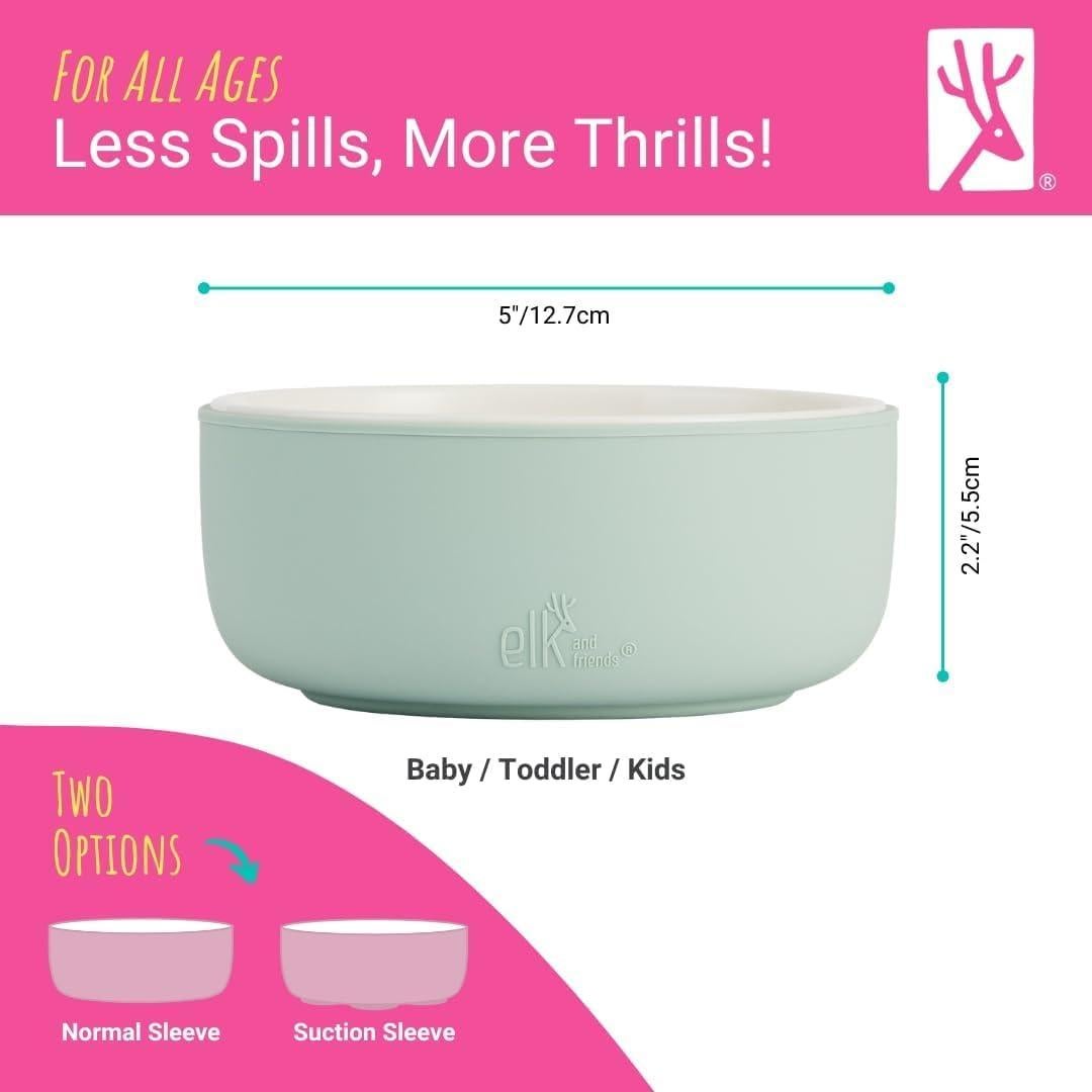 Cuencos de Porcelana Elk y Amigos con Manga de Silicona 2 Pzas