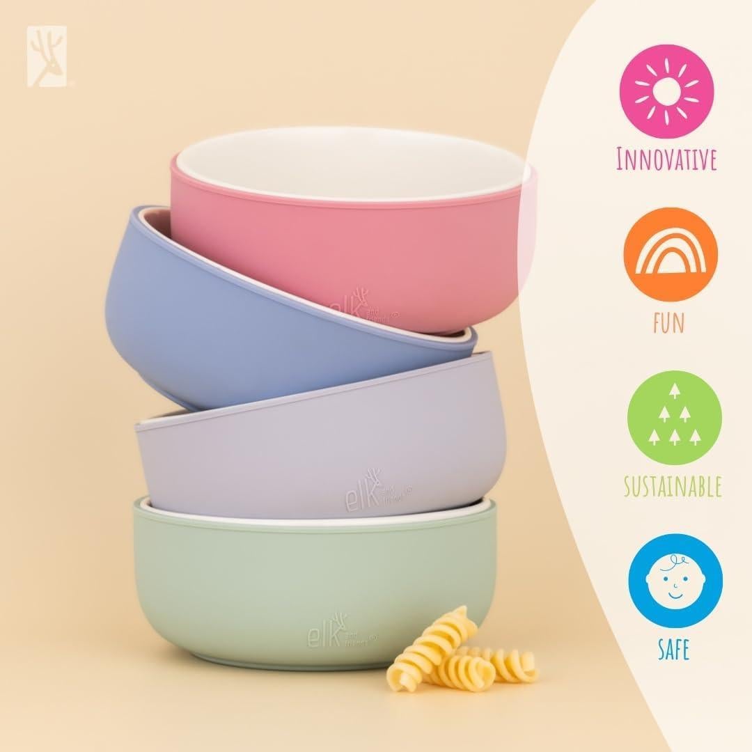 Cuencos de Porcelana Elk y Amigos con Manga de Silicona 2 Pzas