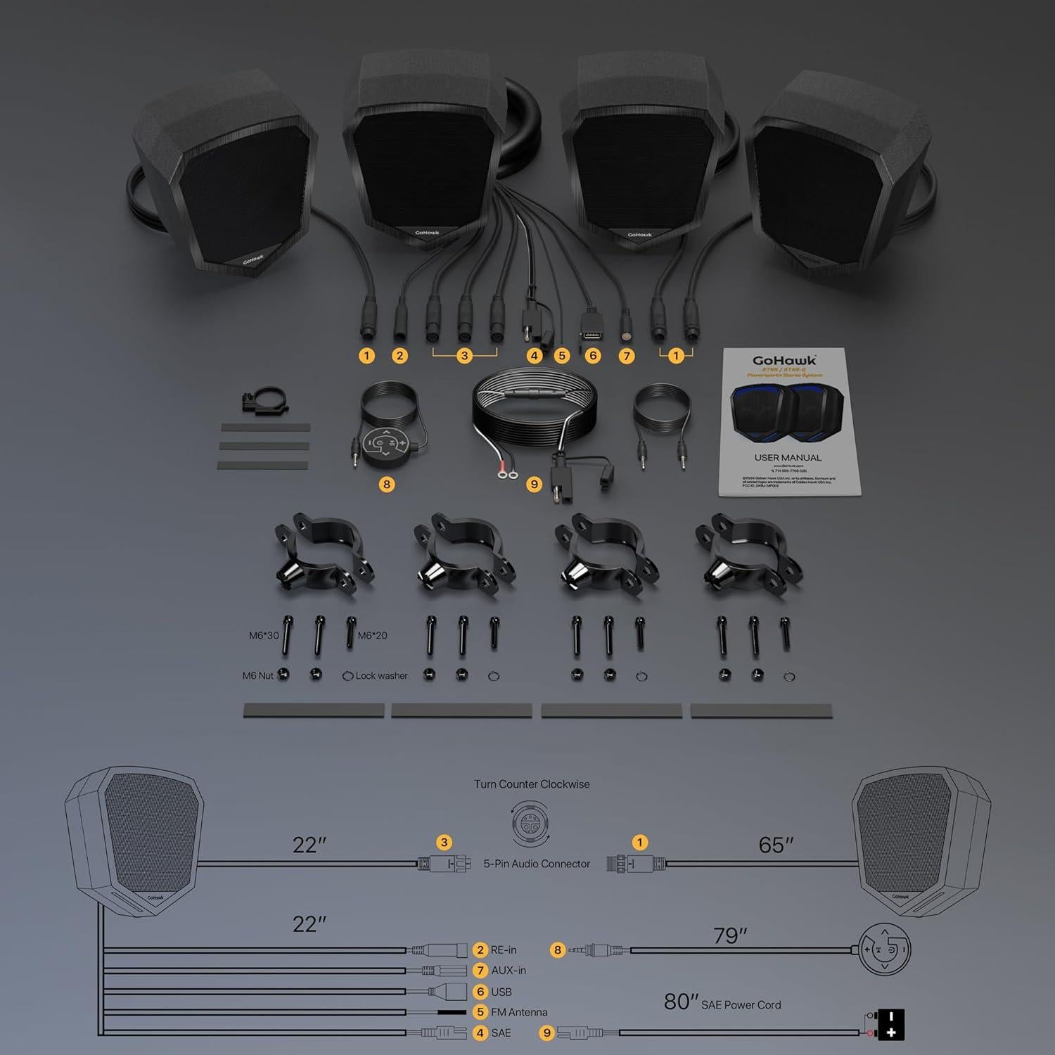 Sistema de Audio GoHawk ATN5-Q 4 Altavoces Bluetooth 1000W