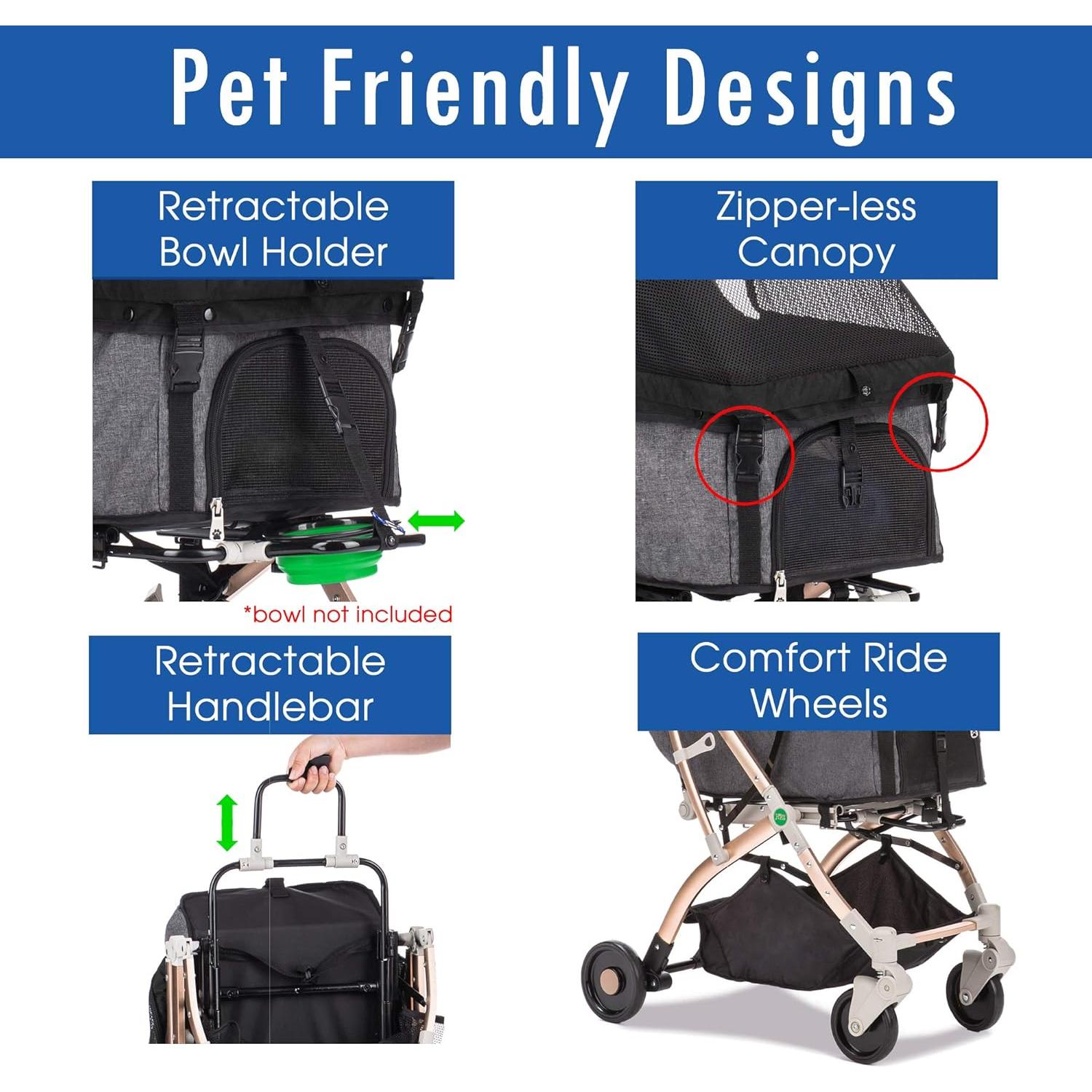 Carrito de Paseo para Mascotas HPZ Pet Rover Lite - Negro