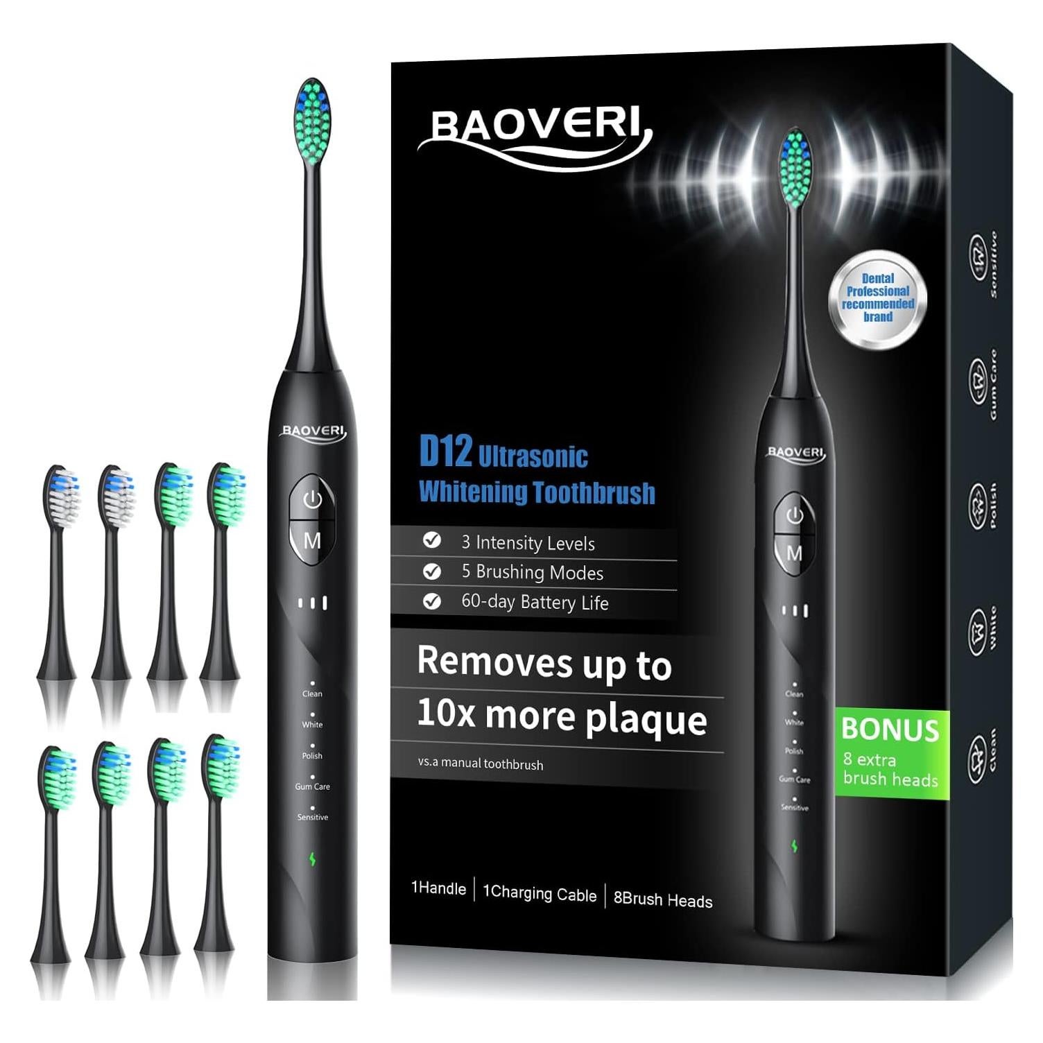 Cepillo de dientes eléctrico BAOVERI D12 42000 VPM 8 cabezales