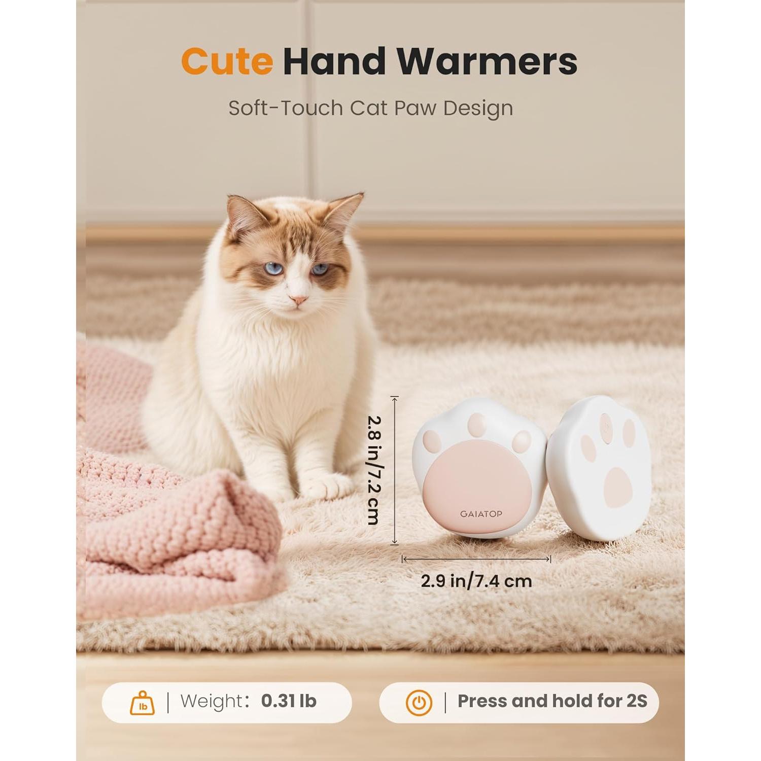 Calentadores de Manos Recargables Gaiatop, 2 Paquete, 3 Niveles de Calor