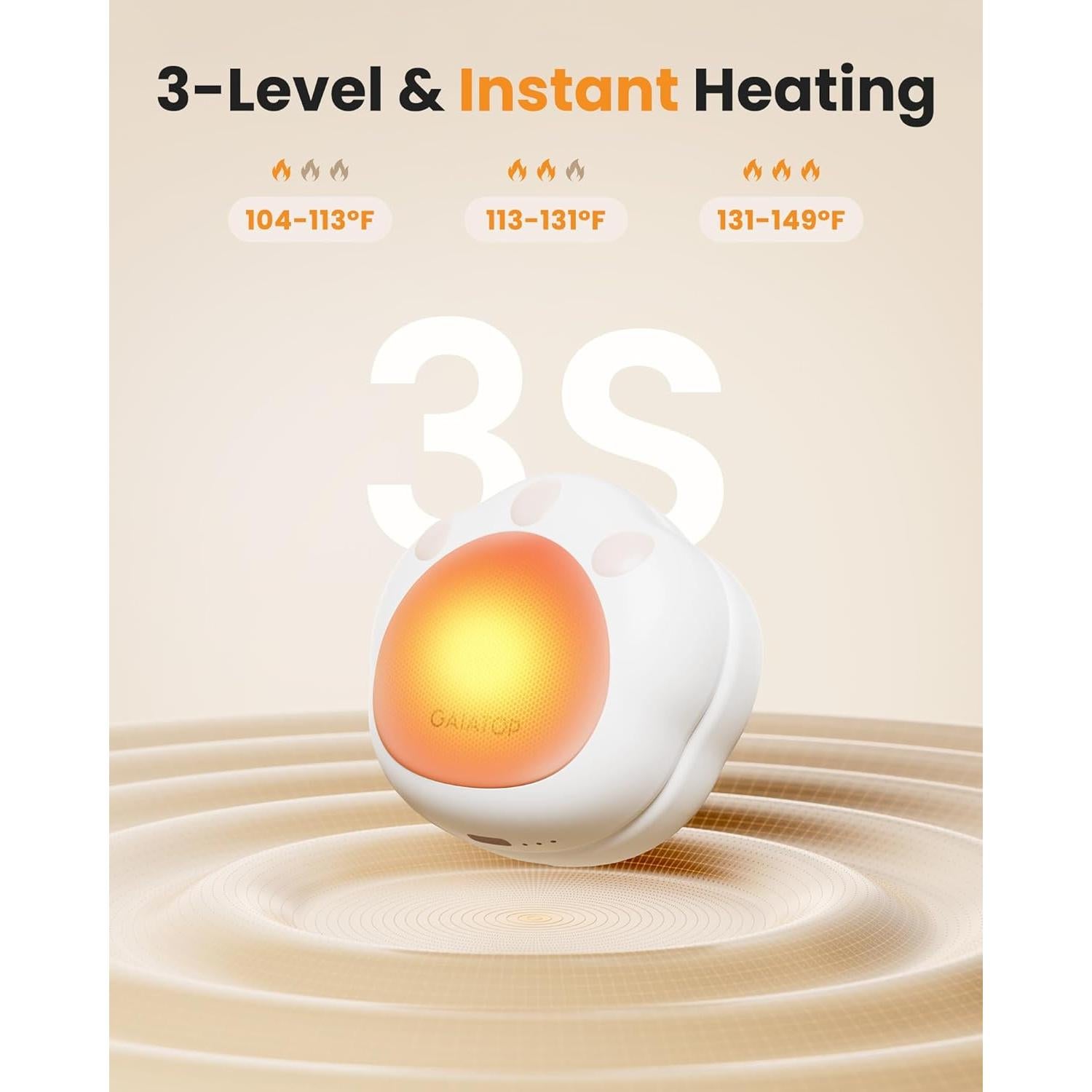 Calentadores de Manos Recargables Gaiatop, 2 Paquete, 3 Niveles de Calor