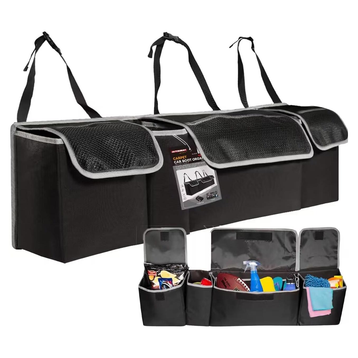 Organizador de Maletero de Coche OEMASSIVE Plegable 90x25x12 cm Negro
