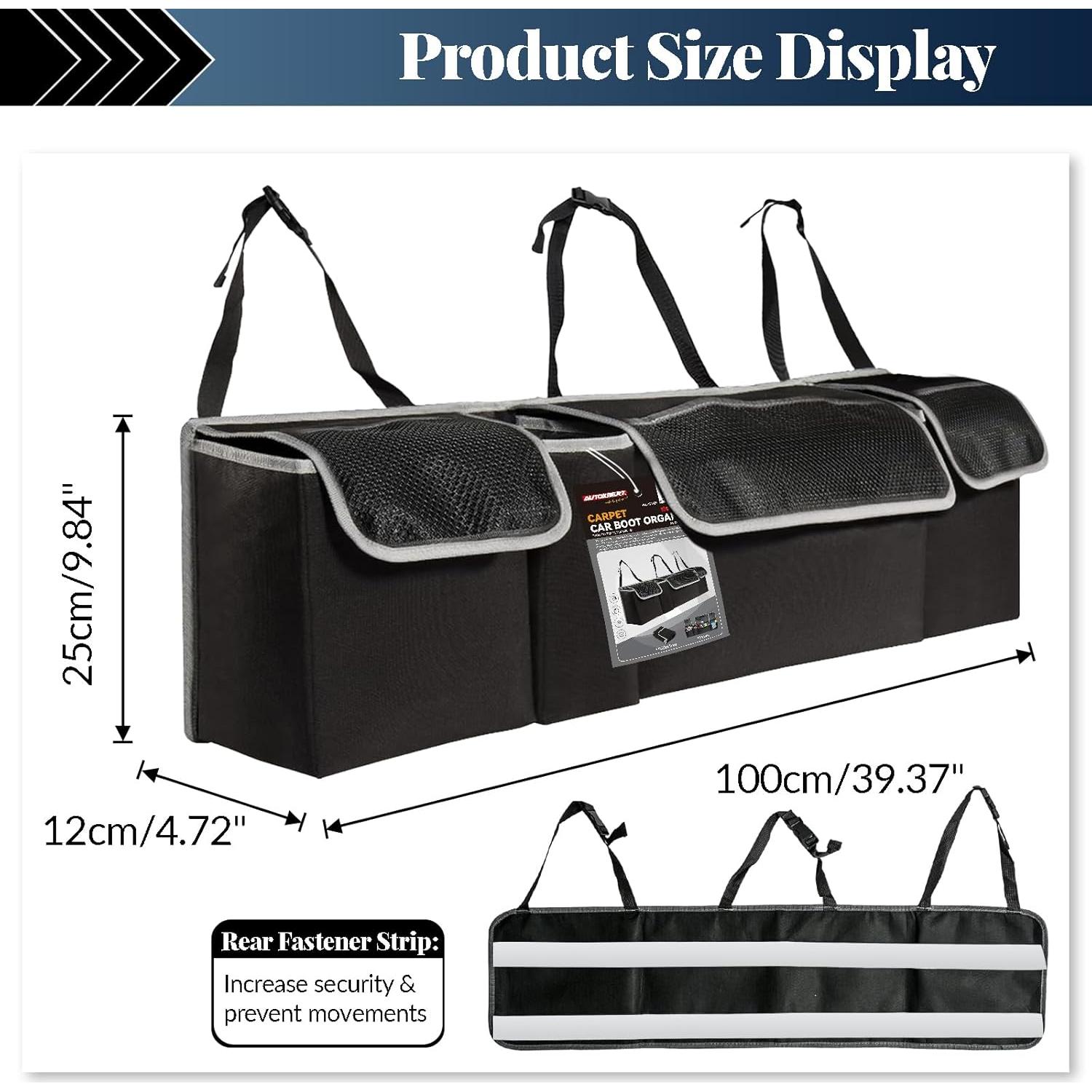 Organizador de Maletero de Coche OEMASSIVE Plegable 90x25x12 cm Negro