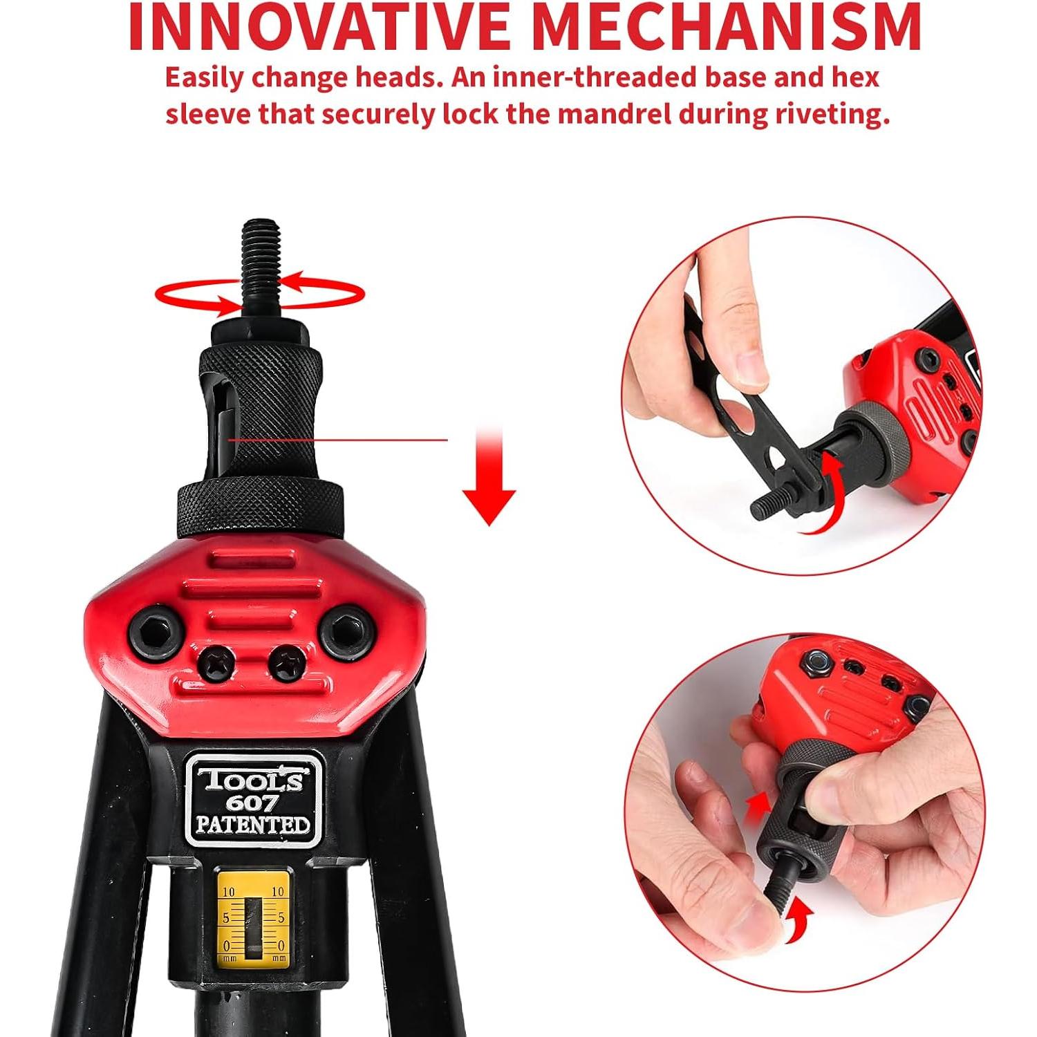 Kit de Herramientas Rivnut GARGENTOL 16" con 15 Mandriles y Estuche