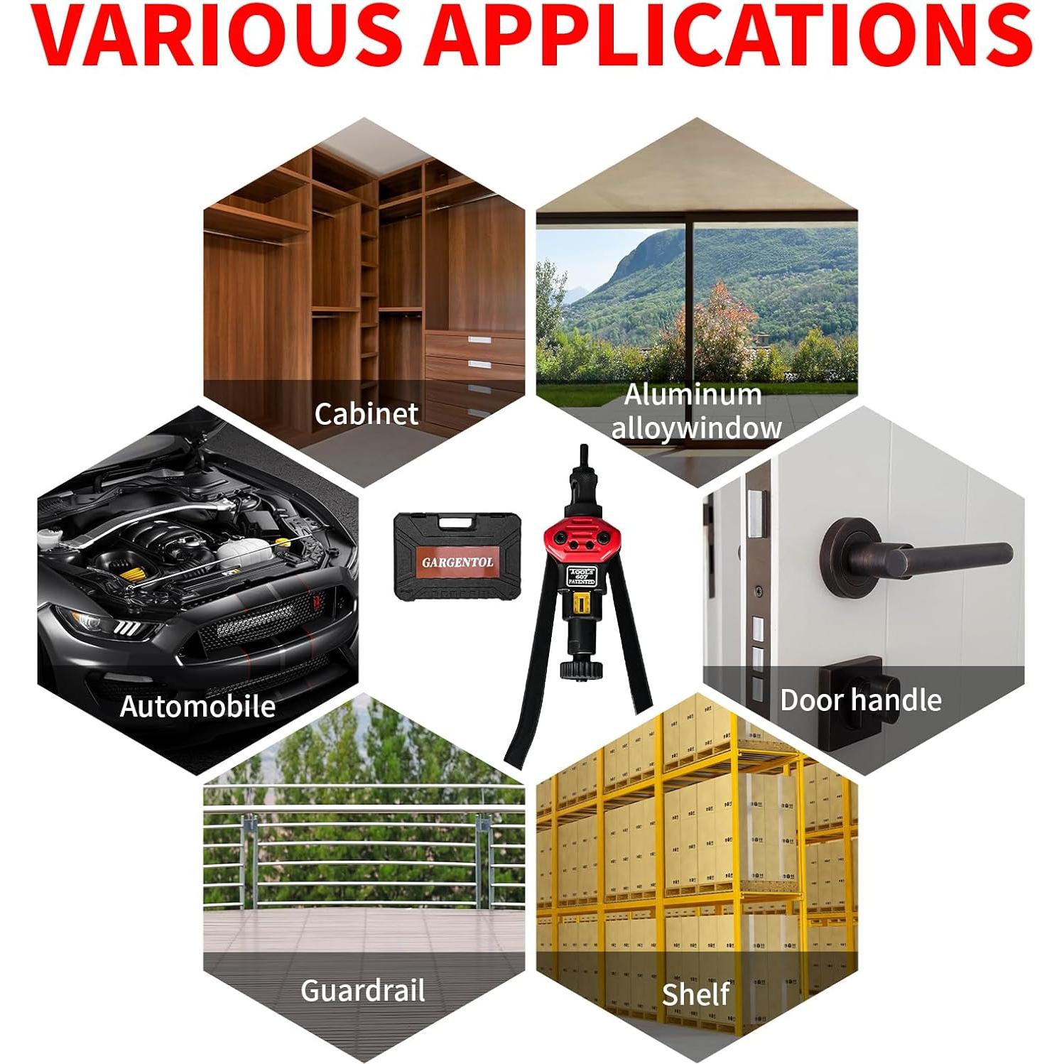 Kit de Herramientas Rivnut GARGENTOL 16" con 15 Mandriles y Estuche