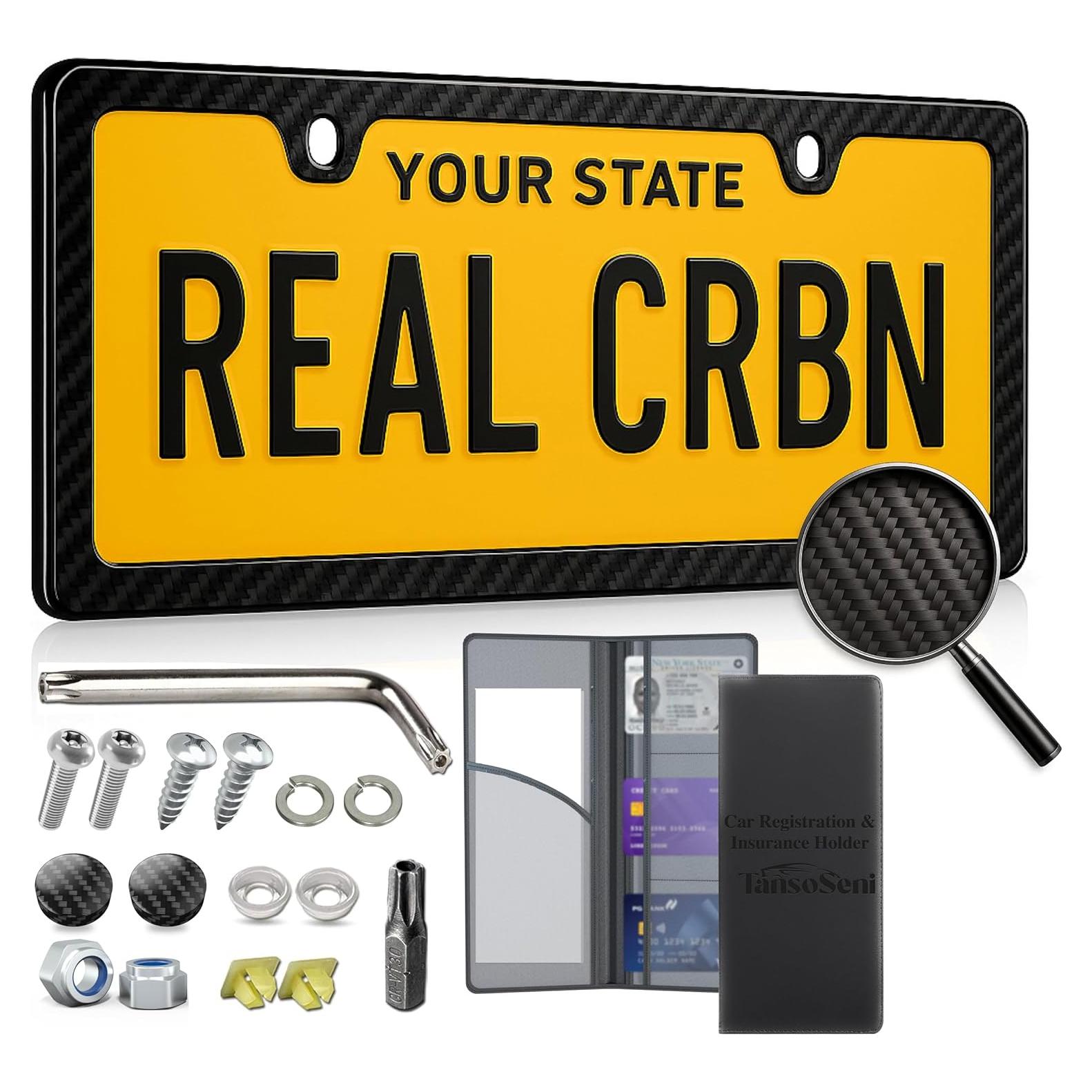 Marco de Placa de Licencia TansoSeni Fibra de Carbono Negro