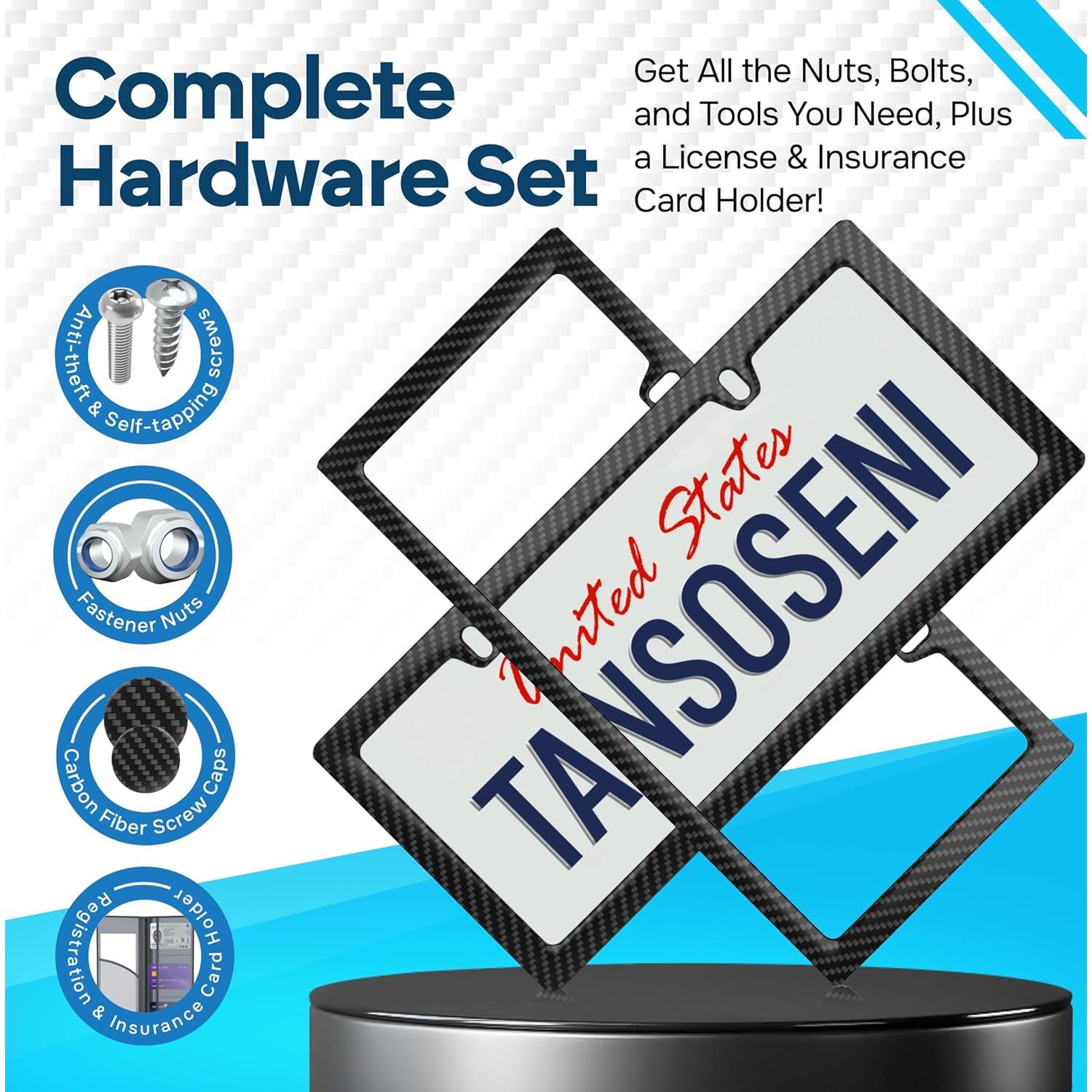 Marco de Placa de Licencia TansoSeni Fibra de Carbono Negro