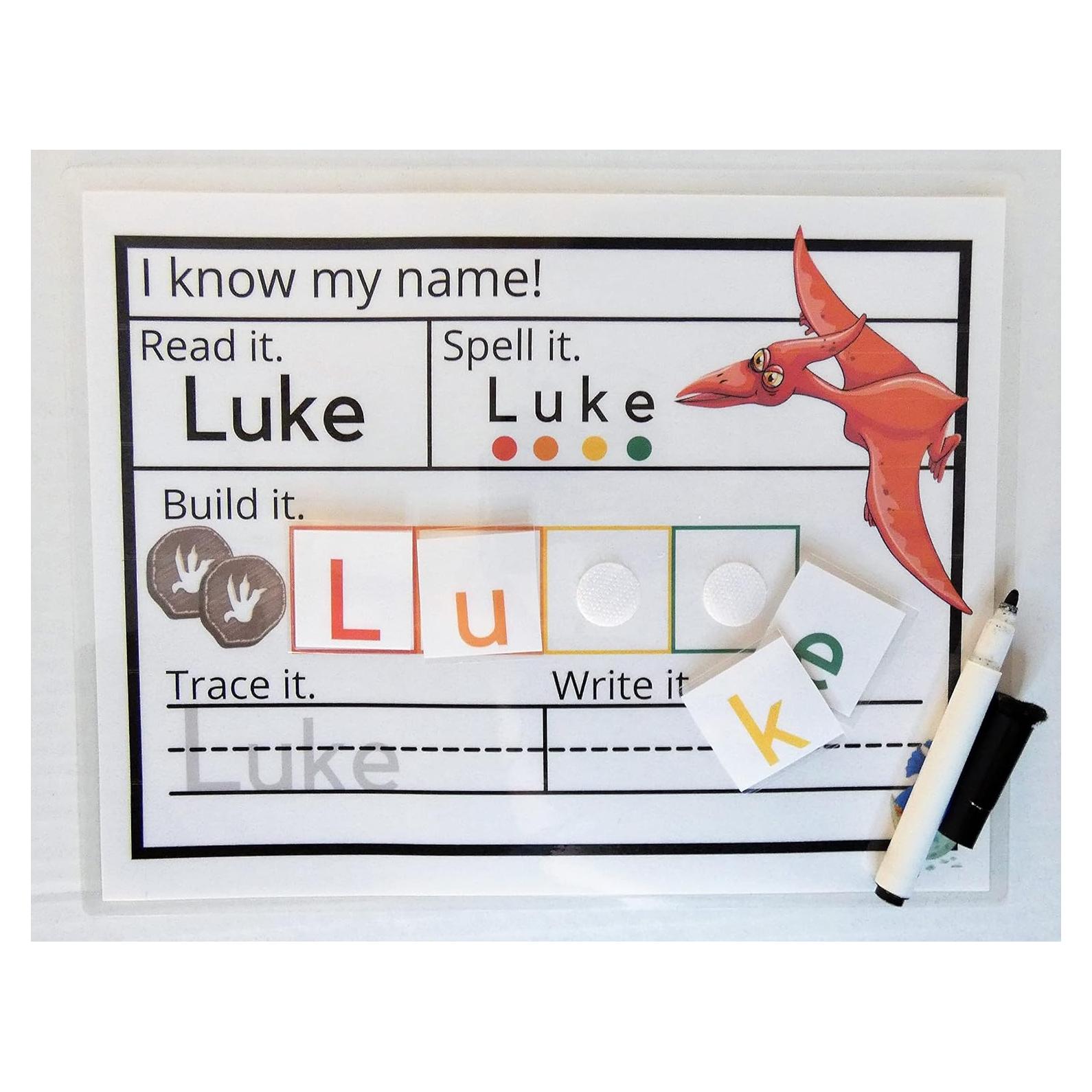 Alfombrilla Personalizada Borrado en Seco Dinosaurio - Aprendizaje Montessori