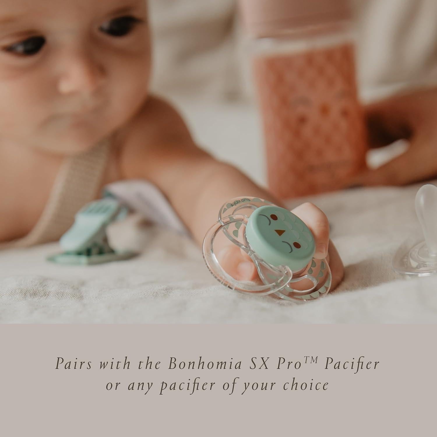 Clip para Chupete Suavinex Bonhomia Beige con Cinta Textil