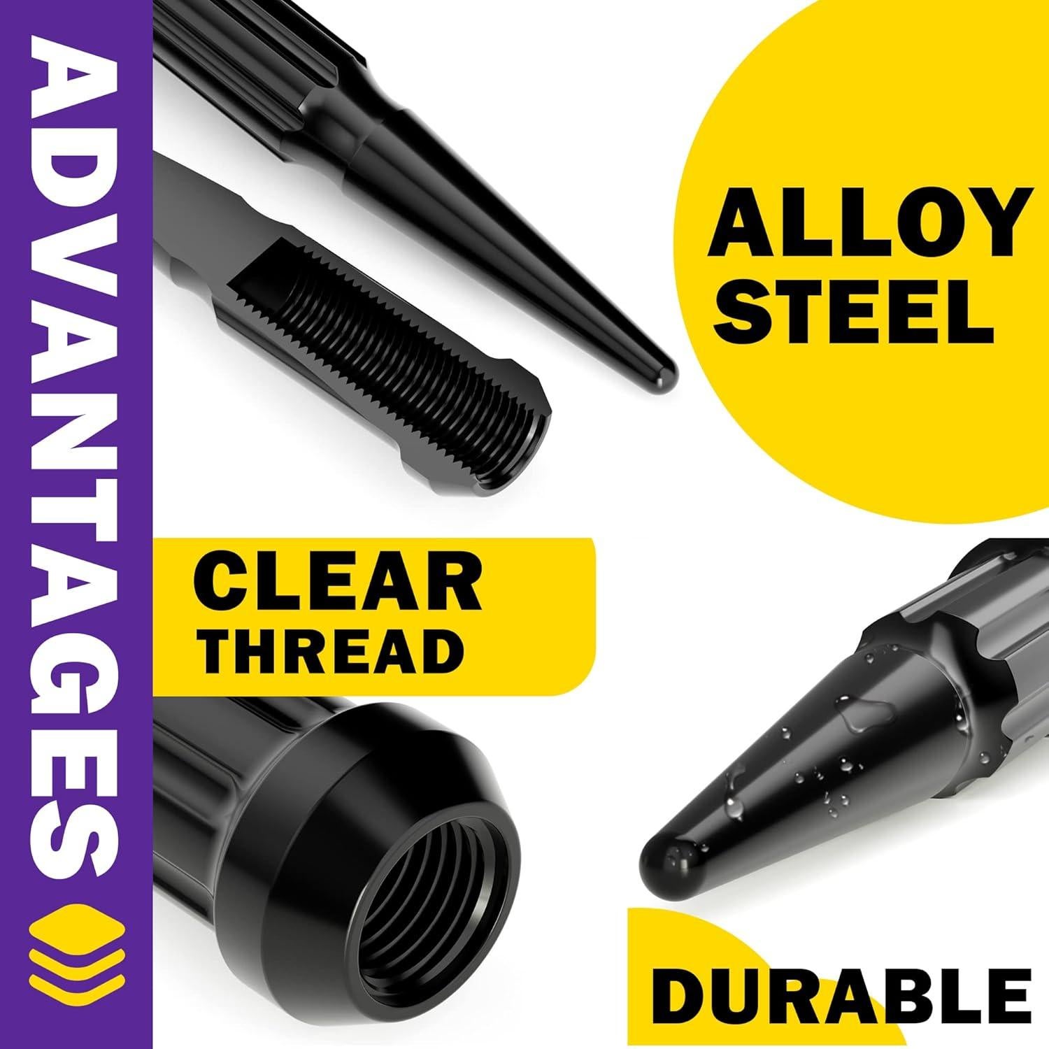 Juego de 24 Tuercas de Pico M14x1.5 HOWBOW Negras