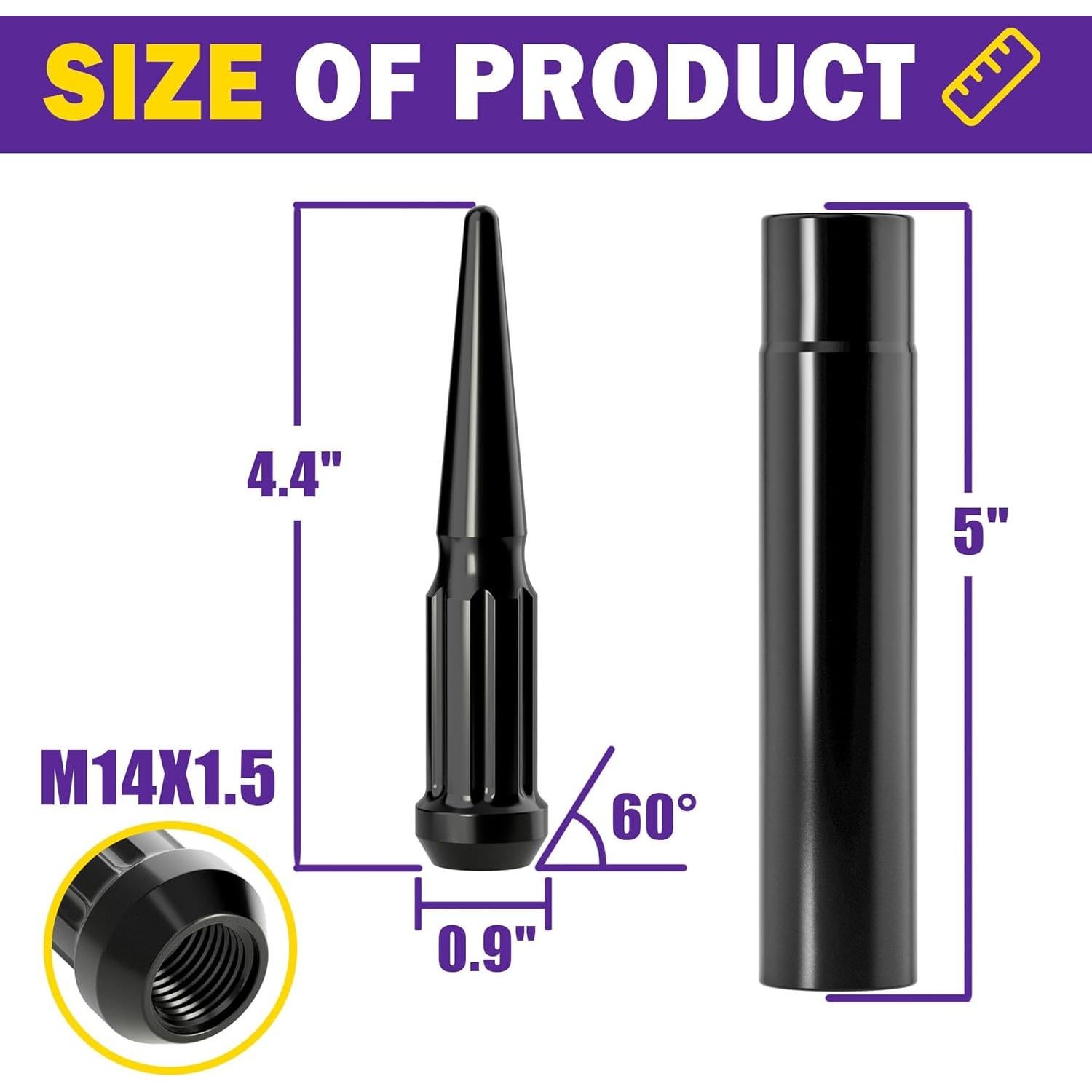 Juego de 24 Tuercas de Pico M14x1.5 HOWBOW Negras