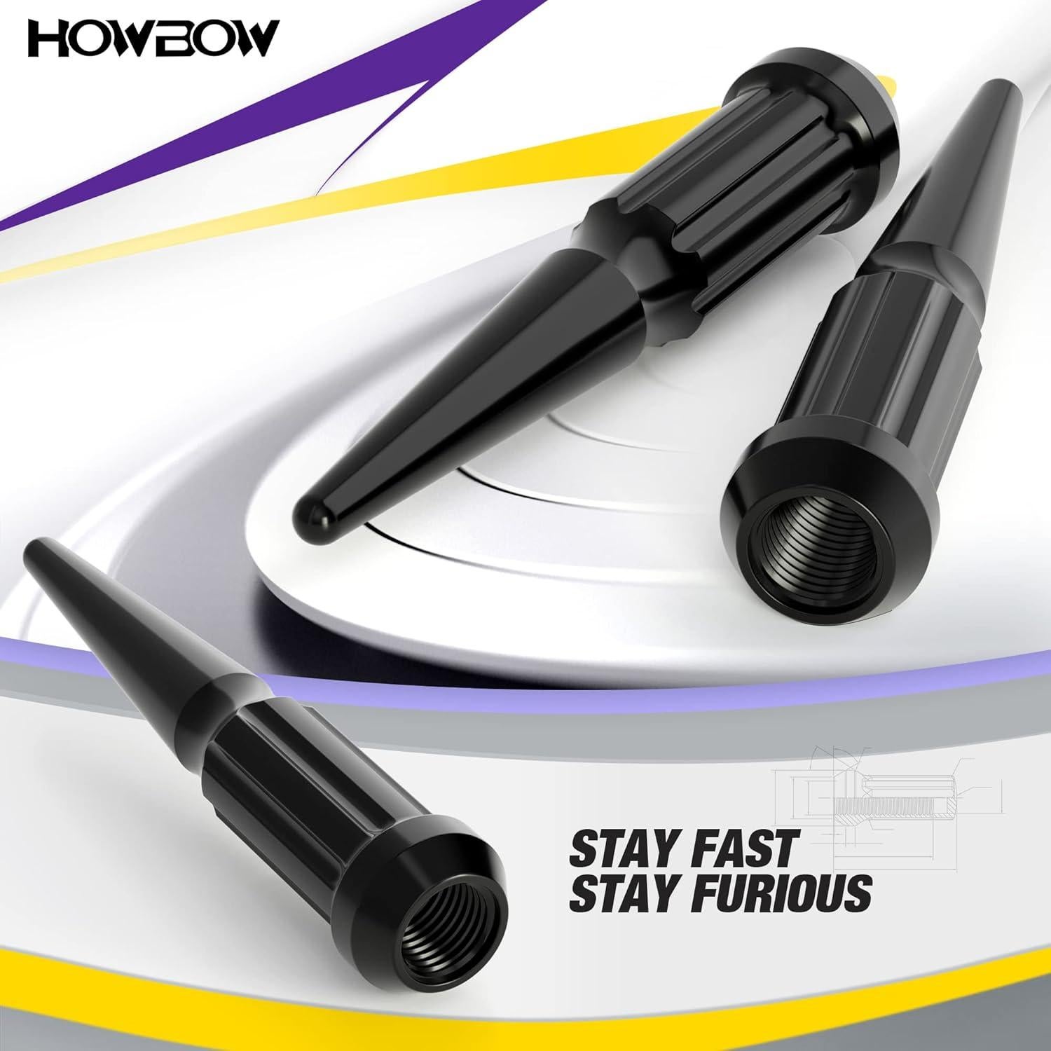 Juego de 24 Tuercas de Pico M14x1.5 HOWBOW Negras