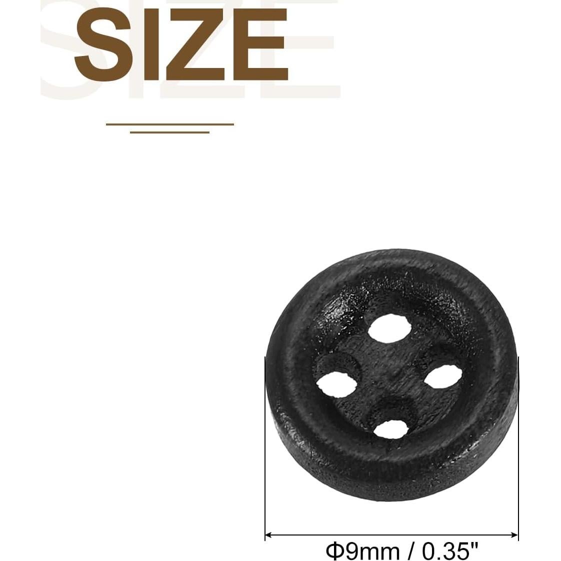 50 Botones de Madera Negros 9mm uxcell para Costura DIY