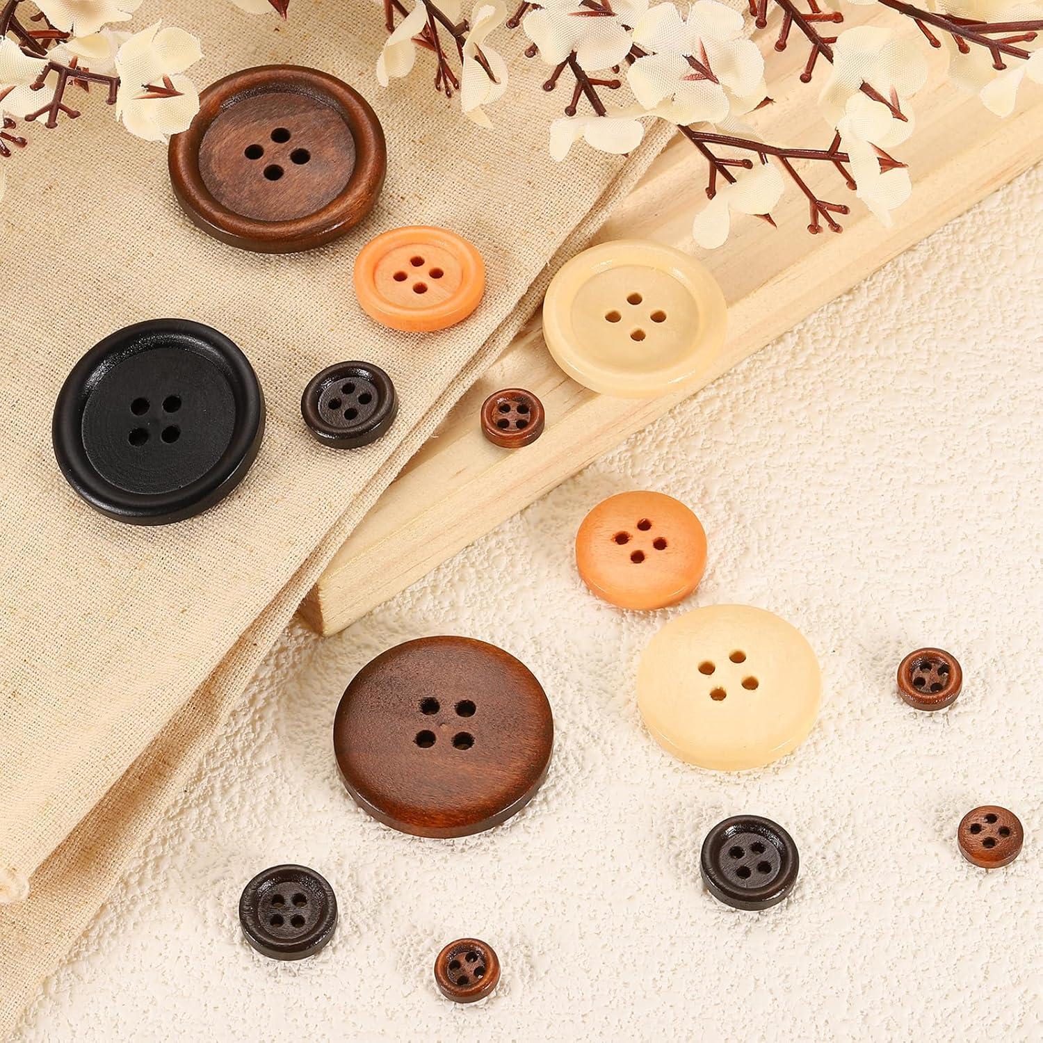 50 Botones de Madera Negros 9mm uxcell para Costura DIY