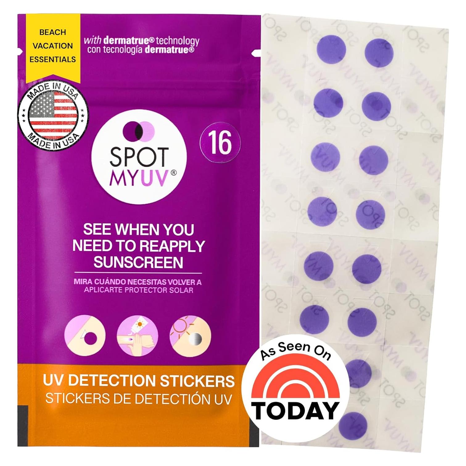 SpotMyUV Etiquetas Detección UV para Protector Solar 16 Unidades