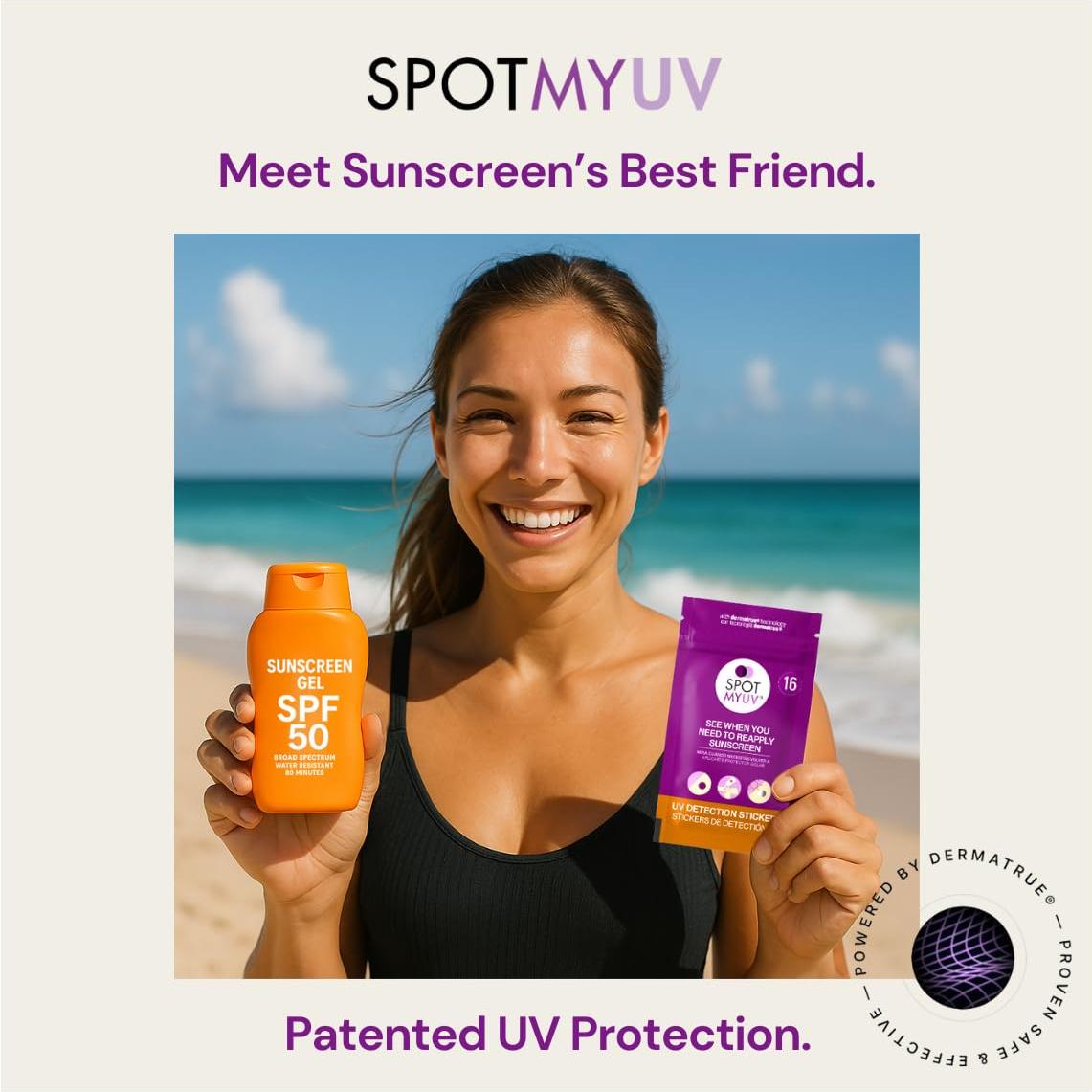 SpotMyUV Etiquetas Detección UV para Protector Solar 16 Unidades