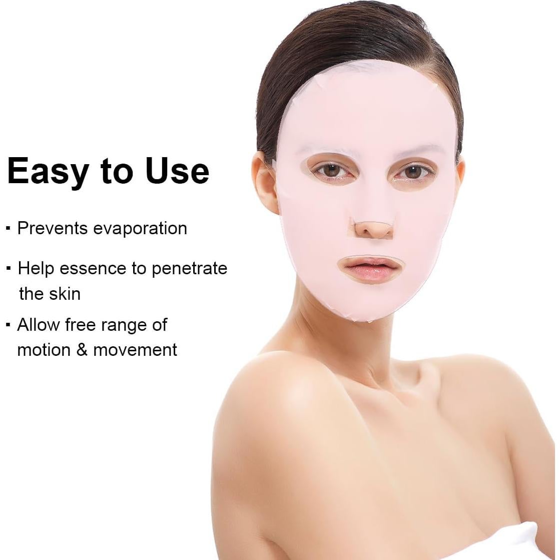 2 Pieces Silicone Mask, Reusable Anti-Wrinkle Silicone Face Mask for Sheet Prevent Evaporation Masks Face Care Tool Pink,White
