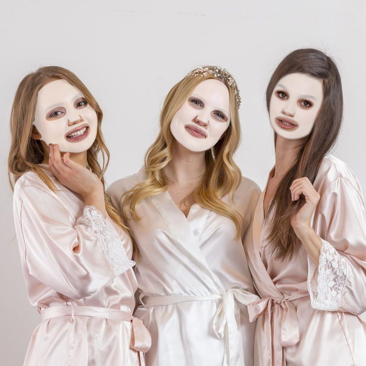 2 Pieces Silicone Mask, Reusable Anti-Wrinkle Silicone Face Mask for Sheet Prevent Evaporation Masks Face Care Tool Pink,White