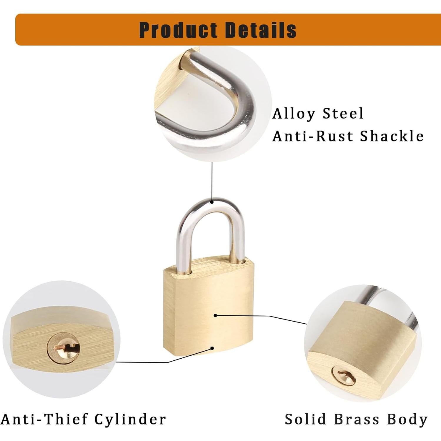 Paquete de 10 Cerraduras Pequeñas Fuaxat 20mm con Llaves Iguales