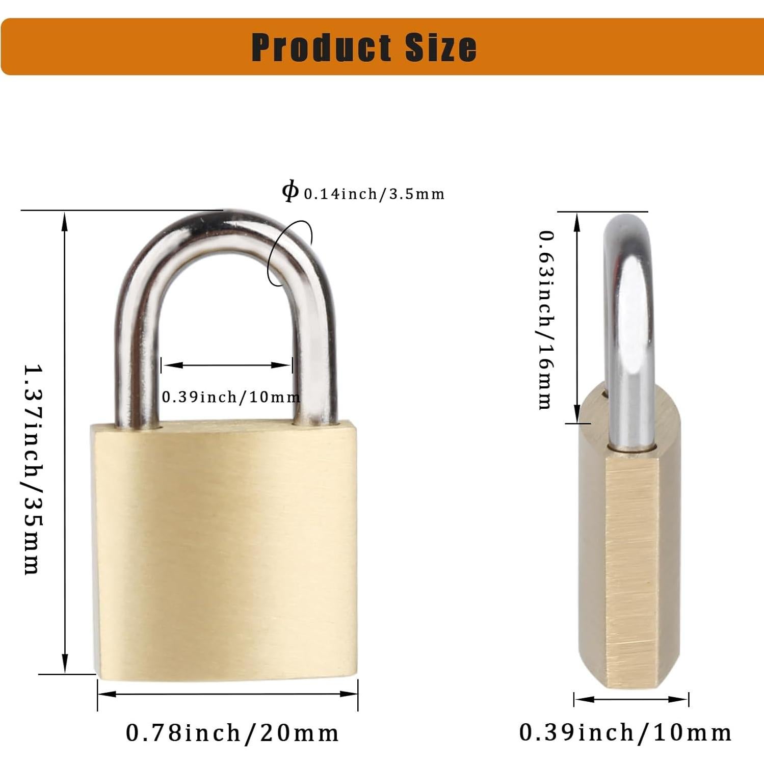 Paquete de 10 Cerraduras Pequeñas Fuaxat 20mm con Llaves Iguales