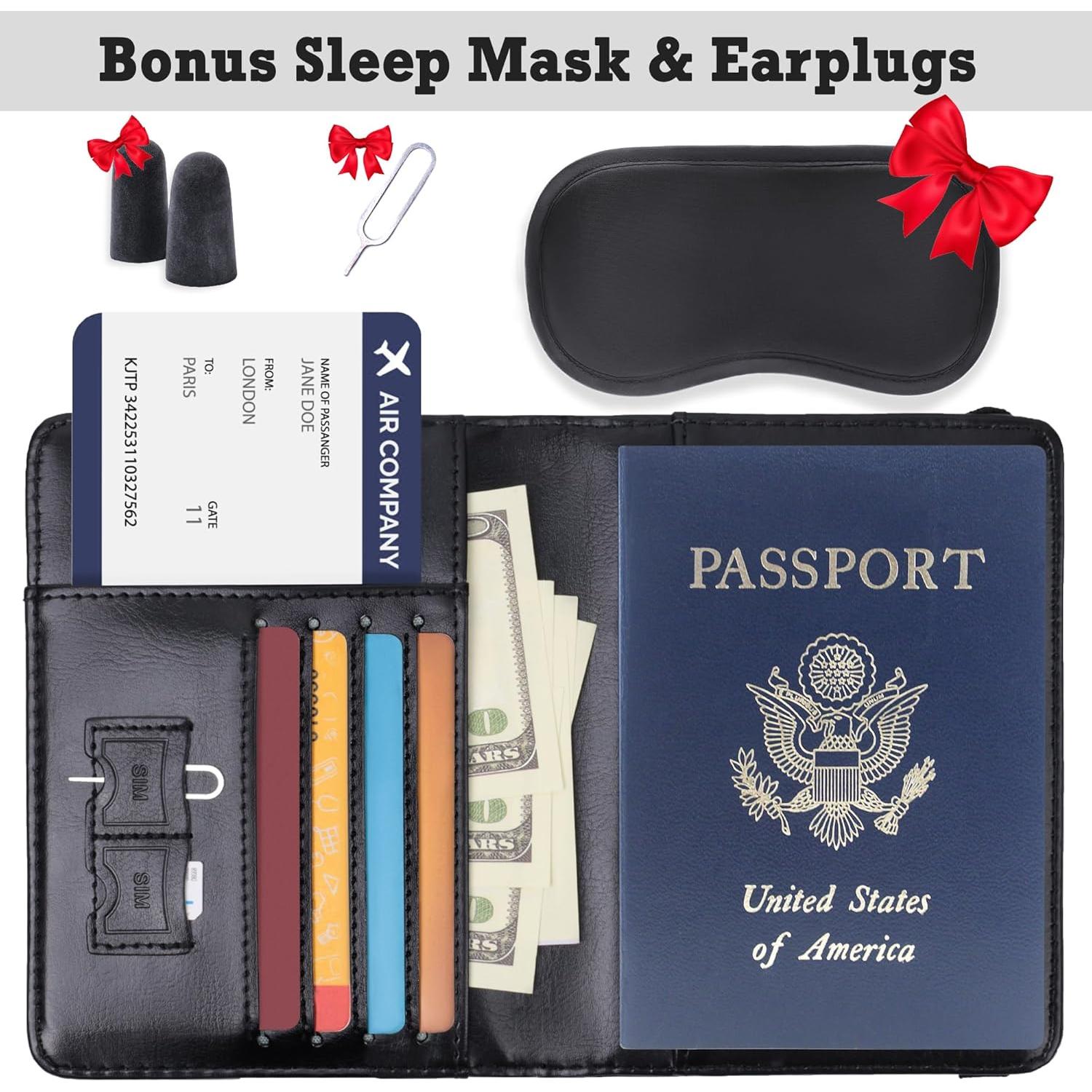 Portafolio de Pasaporte Shvigel Bloqueador RFID Negro