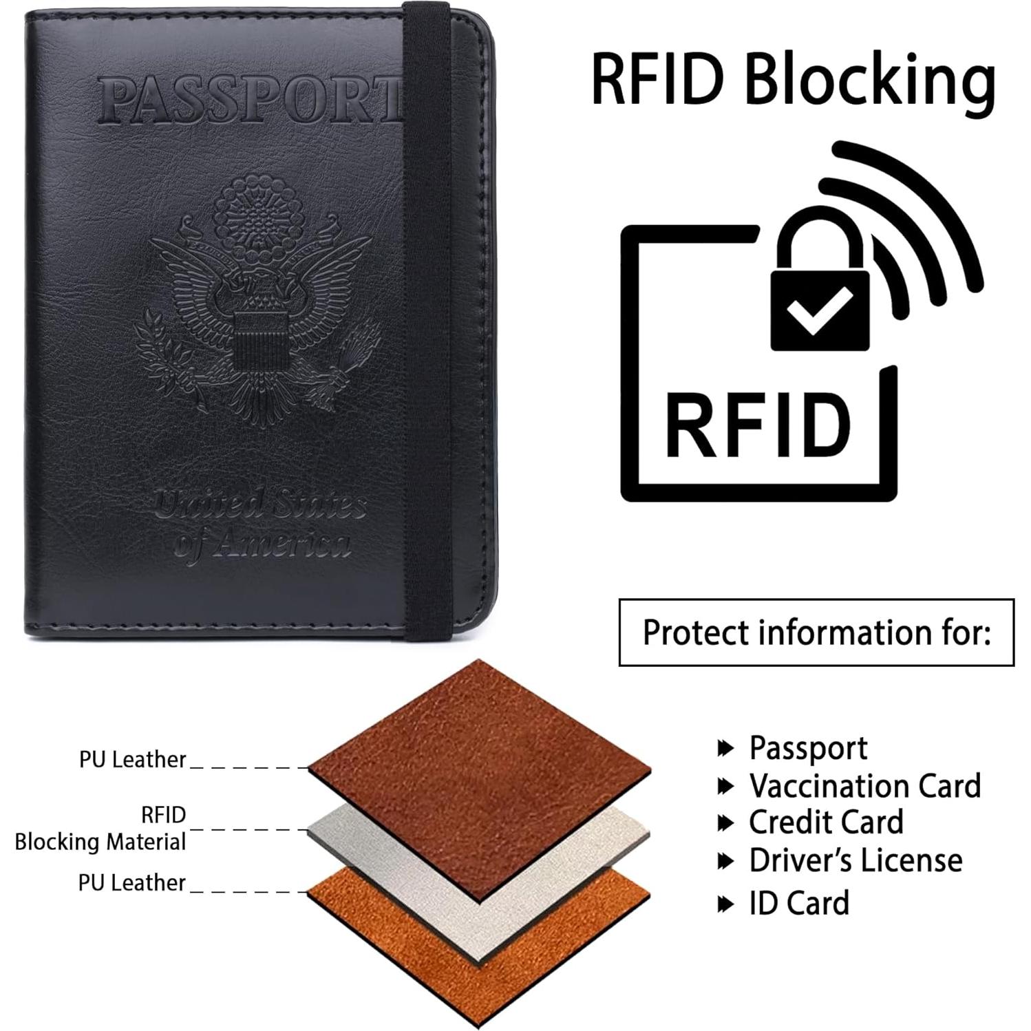 Portafolio de Pasaporte Shvigel Bloqueador RFID Negro