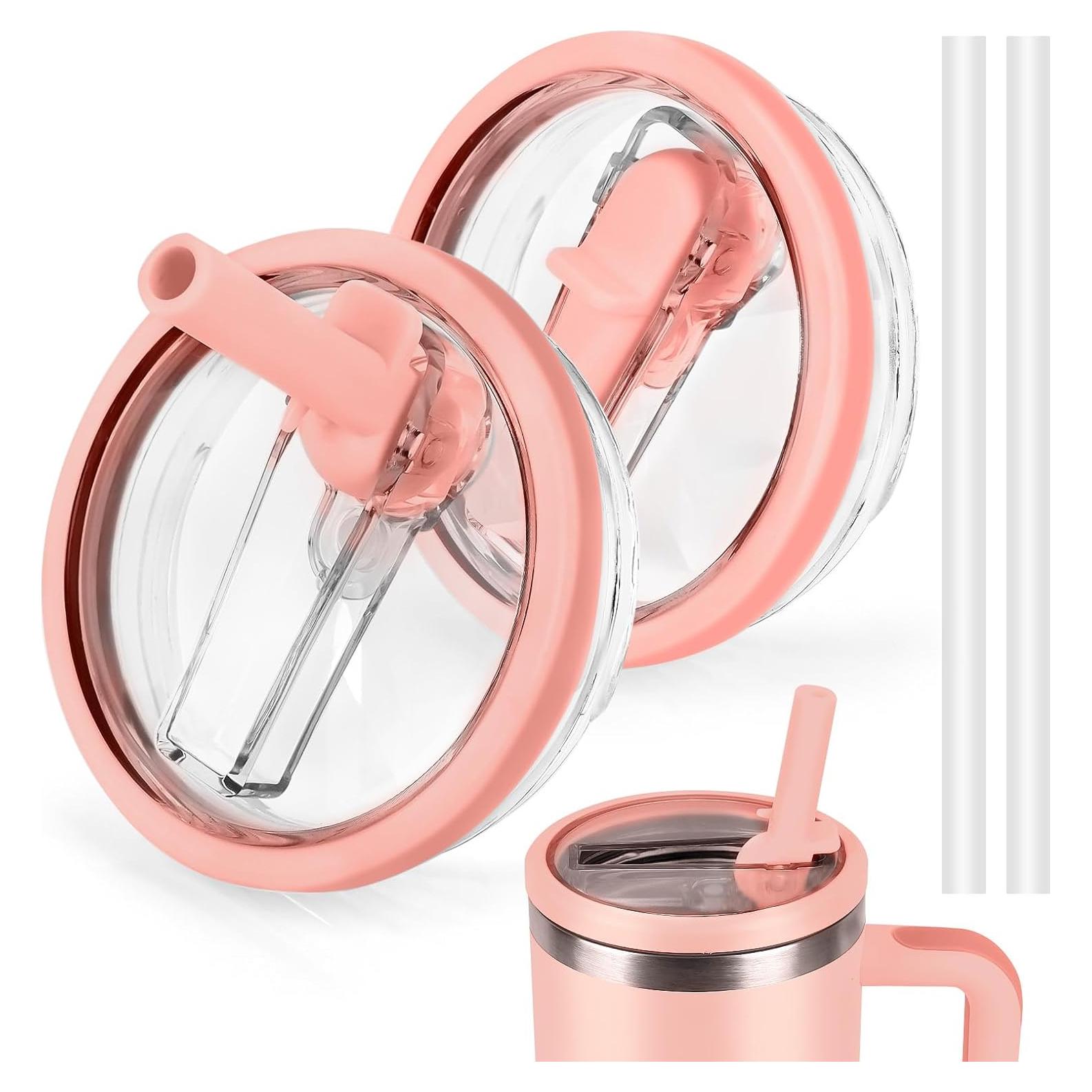 Paquete de 2 Tapas de Popote Mefosi 40 Oz Rosa a Prueba de Fugas