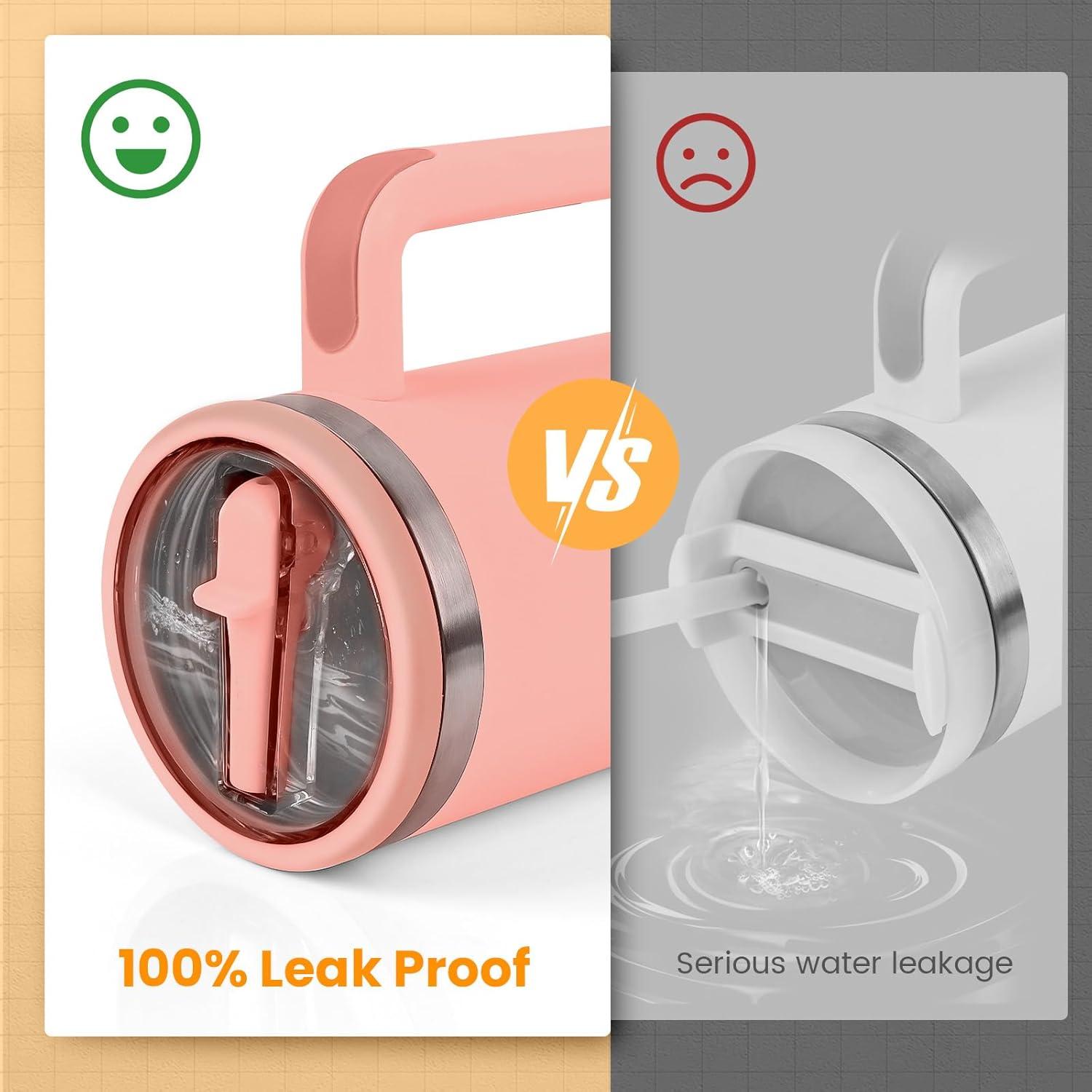 Paquete de 2 Tapas de Popote Mefosi 40 Oz Rosa a Prueba de Fugas