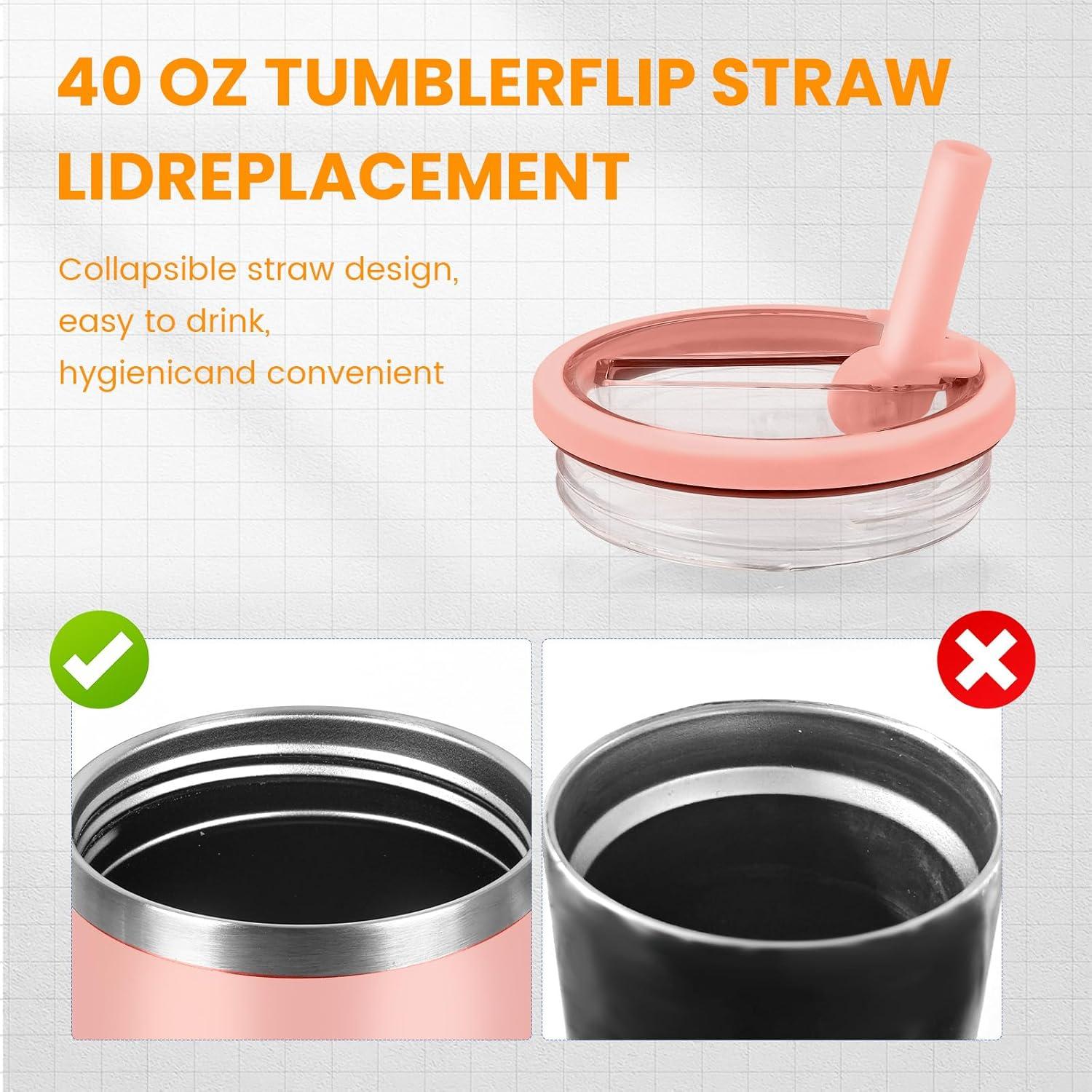 Paquete de 2 Tapas de Popote Mefosi 40 Oz Rosa a Prueba de Fugas