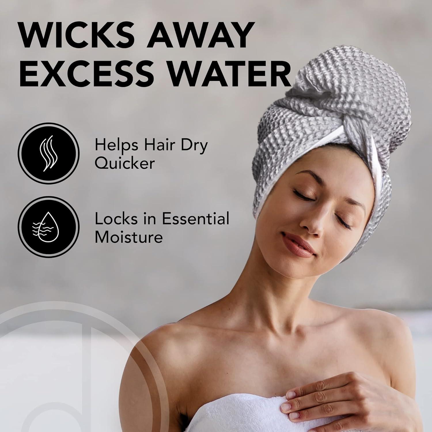 Toalla de Cabello Microfibra Cuerpo Deseado Gris 114x64 cm