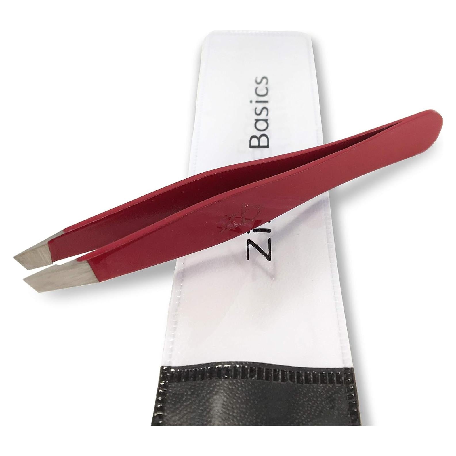 Pinzas de Acero Inoxidable Zizzili - Punta Inclinada - Rojo Rubí