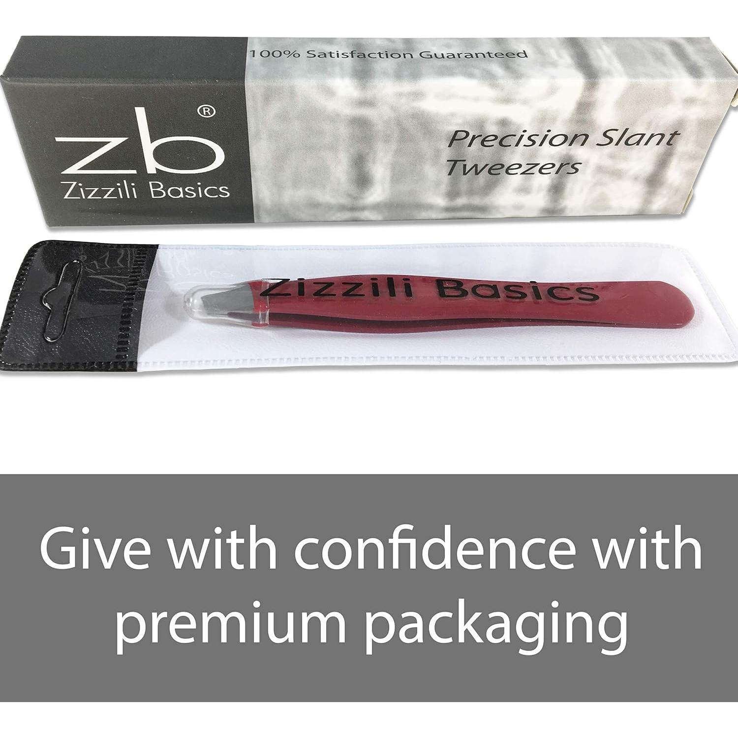 Pinzas de Acero Inoxidable Zizzili - Punta Inclinada - Rojo Rubí