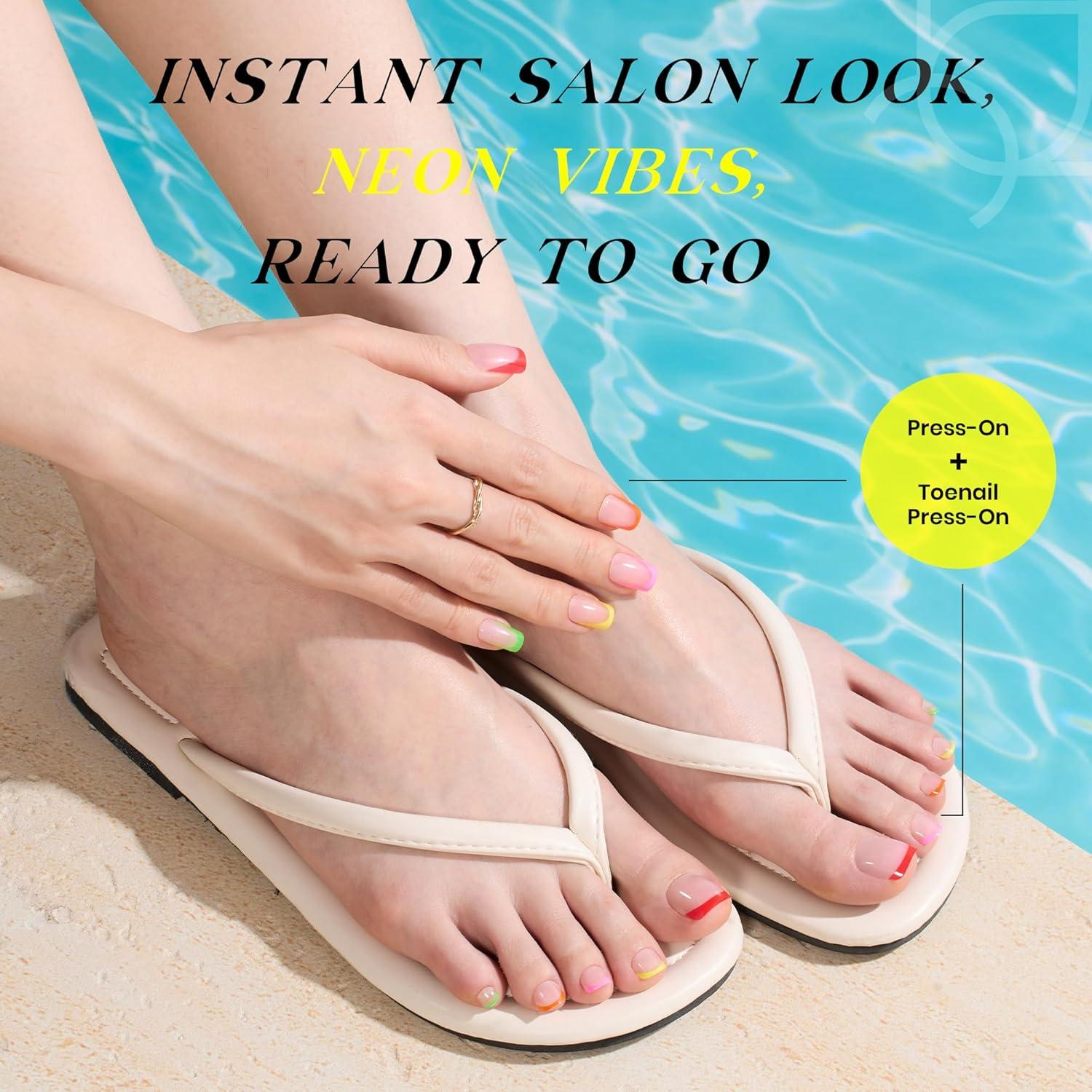 Kit de Uñas Postizas Beetles Verano con Gel y Herramientas