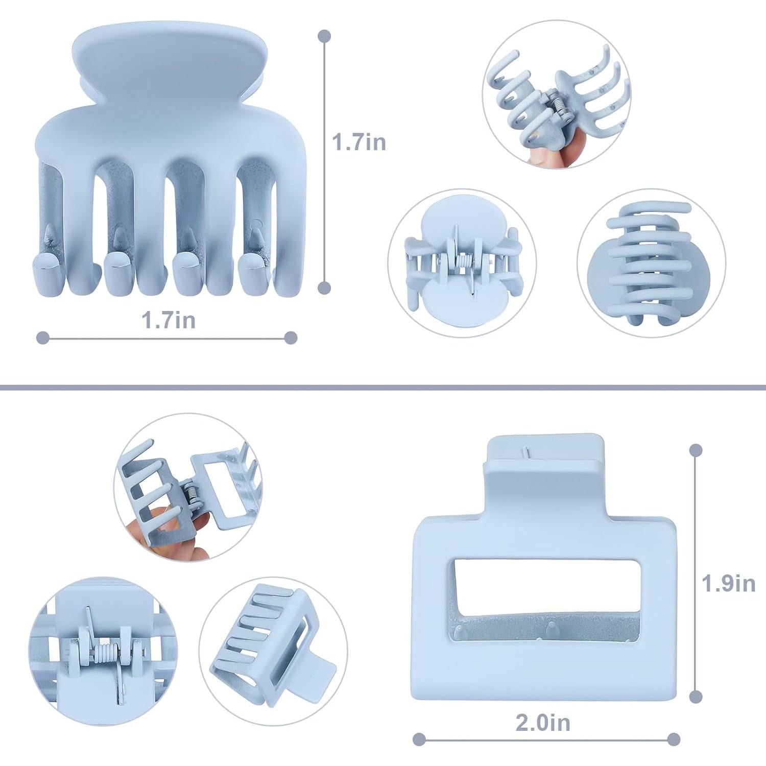 Set de Clips para Cabello USDNICE - 8 Pcs Antideslizantes Azul