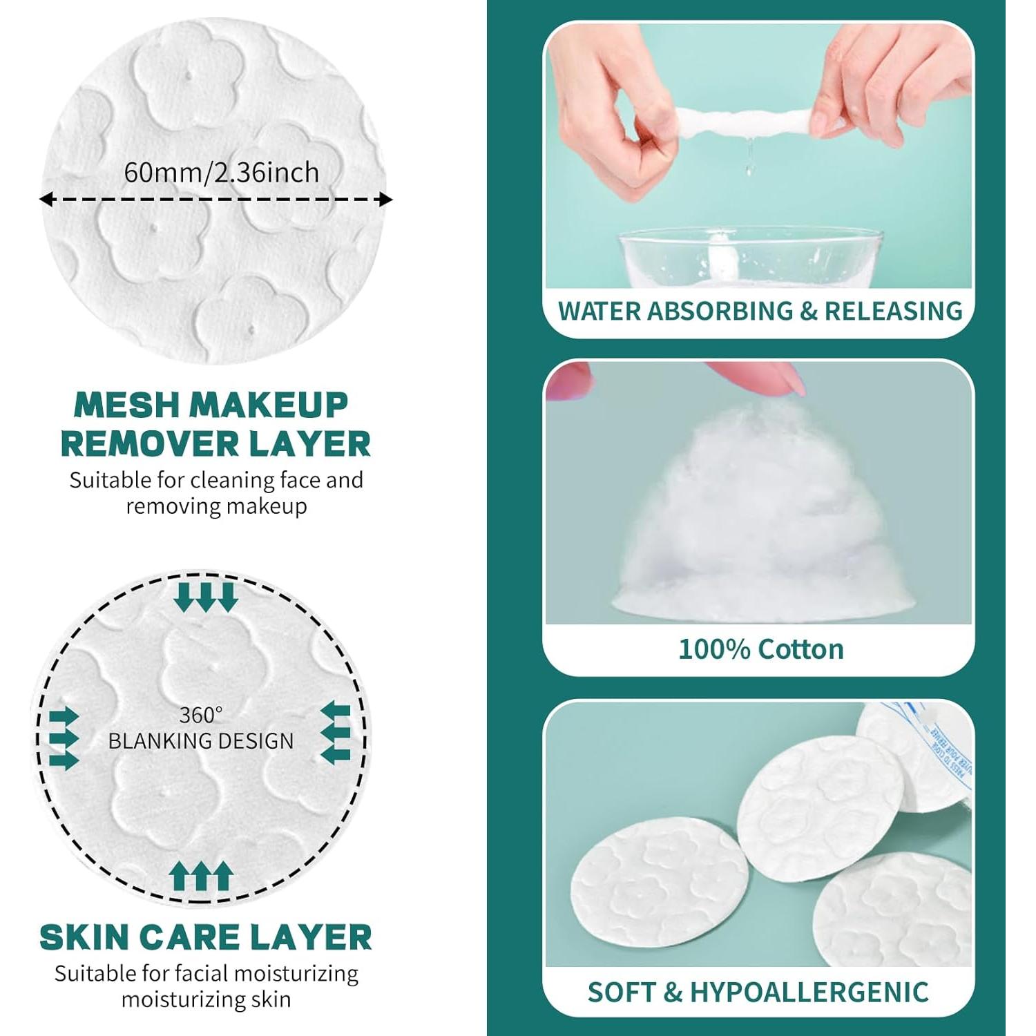 Rondas de Algodón Premium BODFPPC 300 Unidades Hipoalergénicas