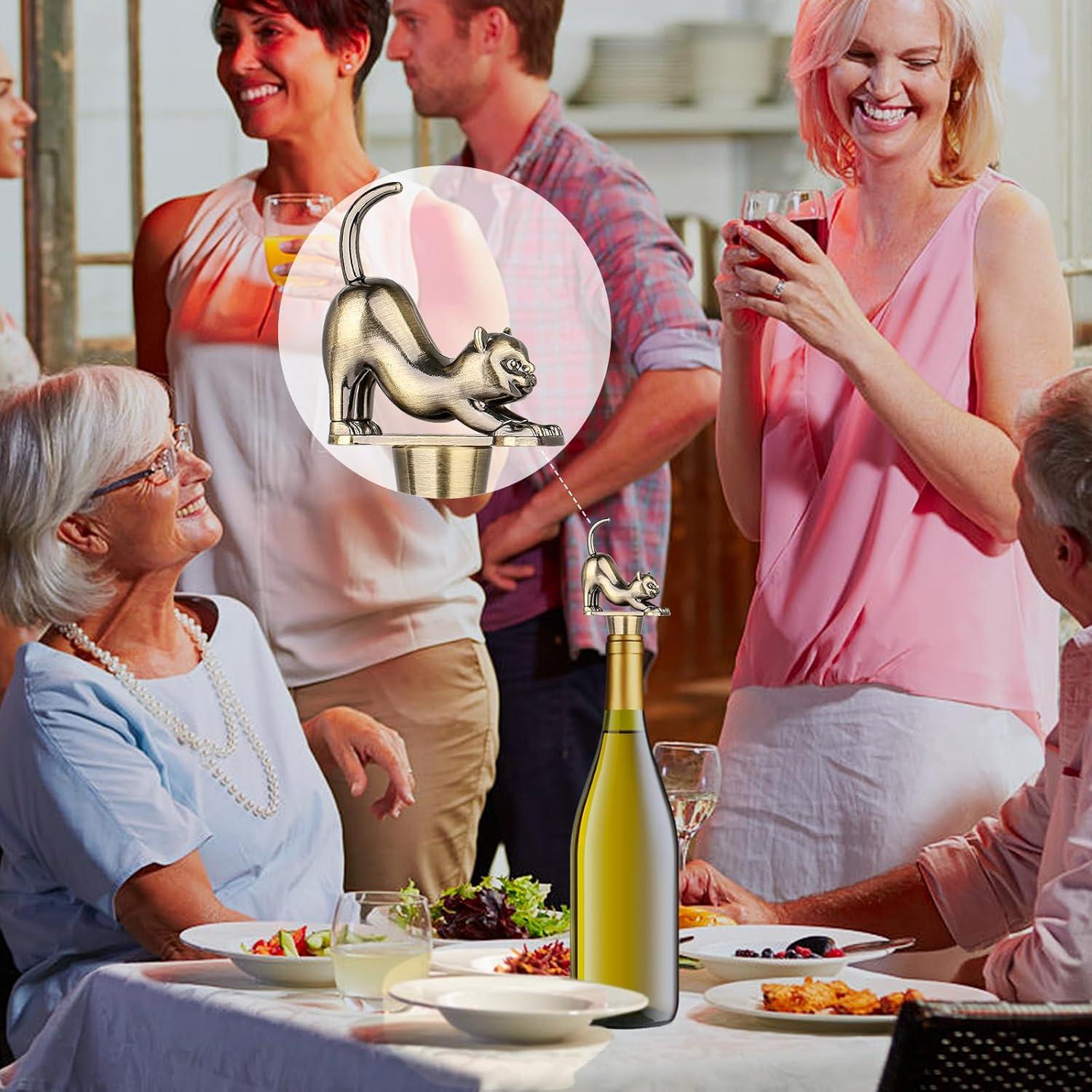 Tapon de Botella de Vino para Gatos LKKCHER - Bronce con Bolsa