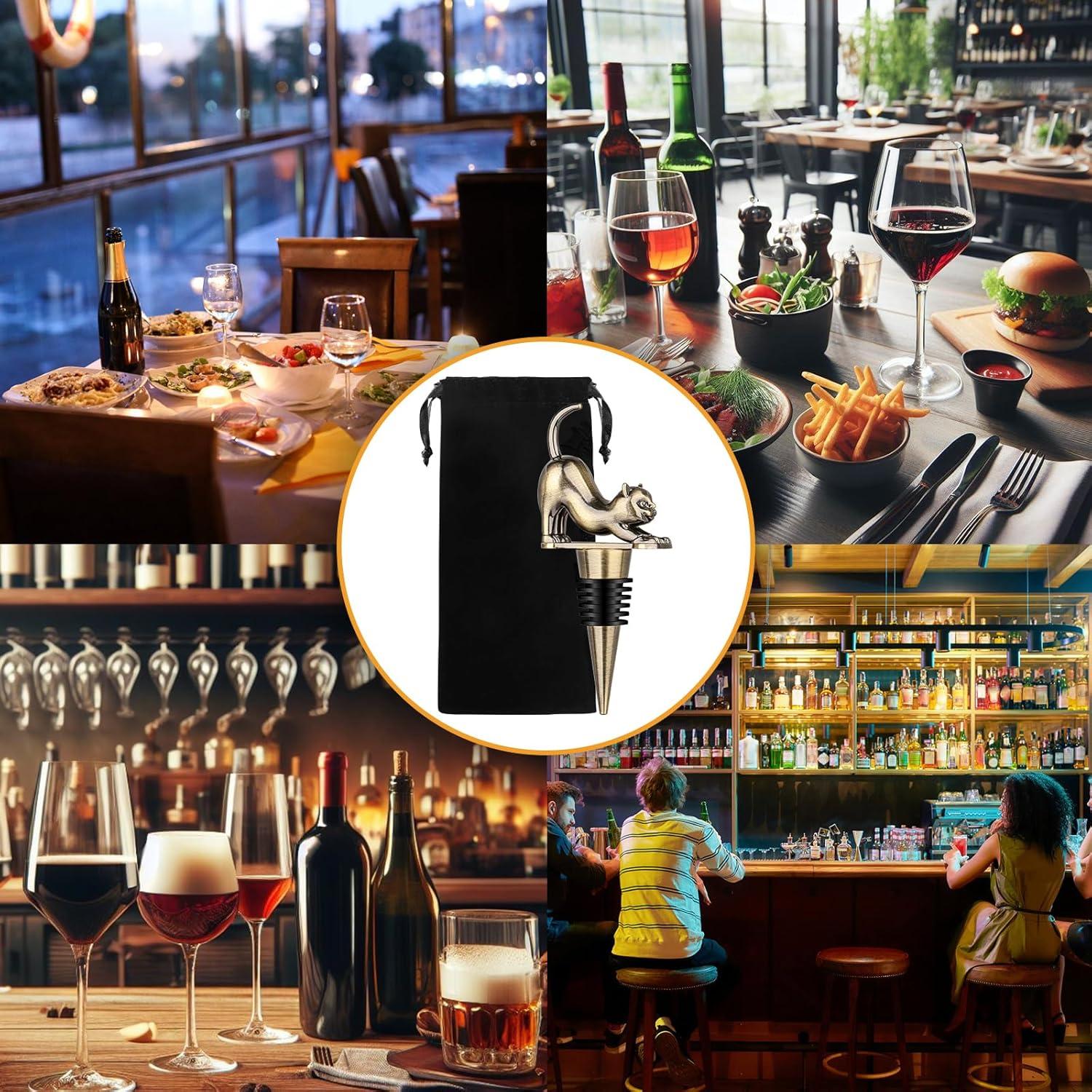 Tapon de Botella de Vino para Gatos LKKCHER - Bronce con Bolsa